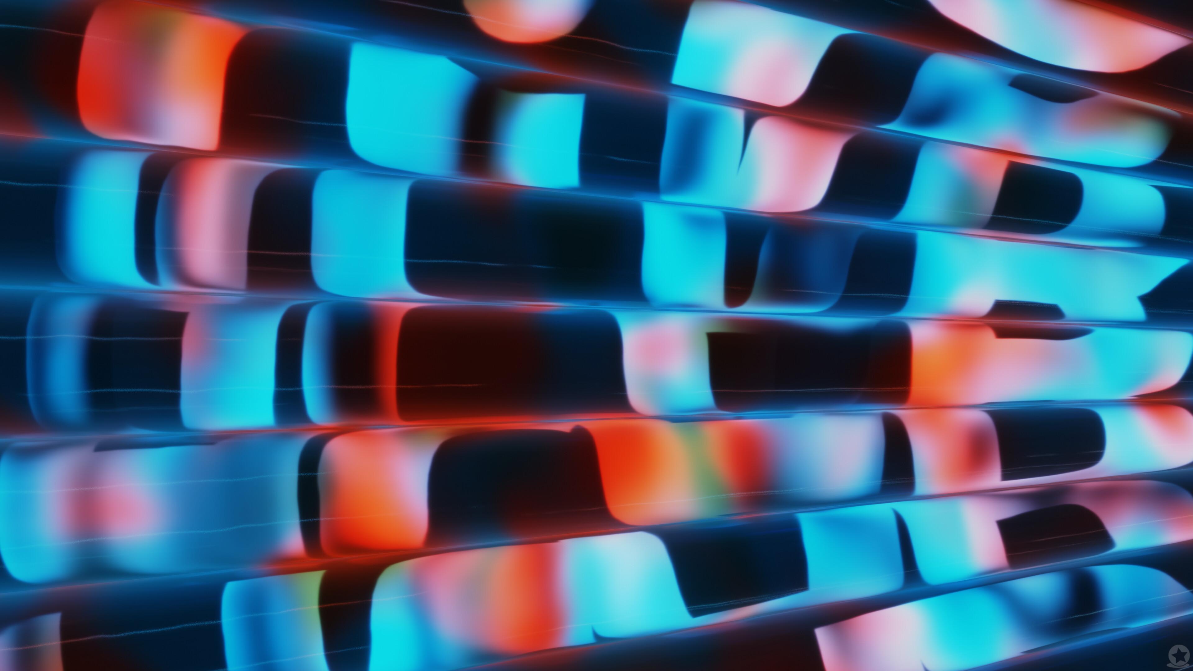 Abstract Glowing Blue Red Tiles - 4K Background Abstract Glowing Blue Red Tiles - Abstract Digital Art 4K Wallpaper (3840x2160)