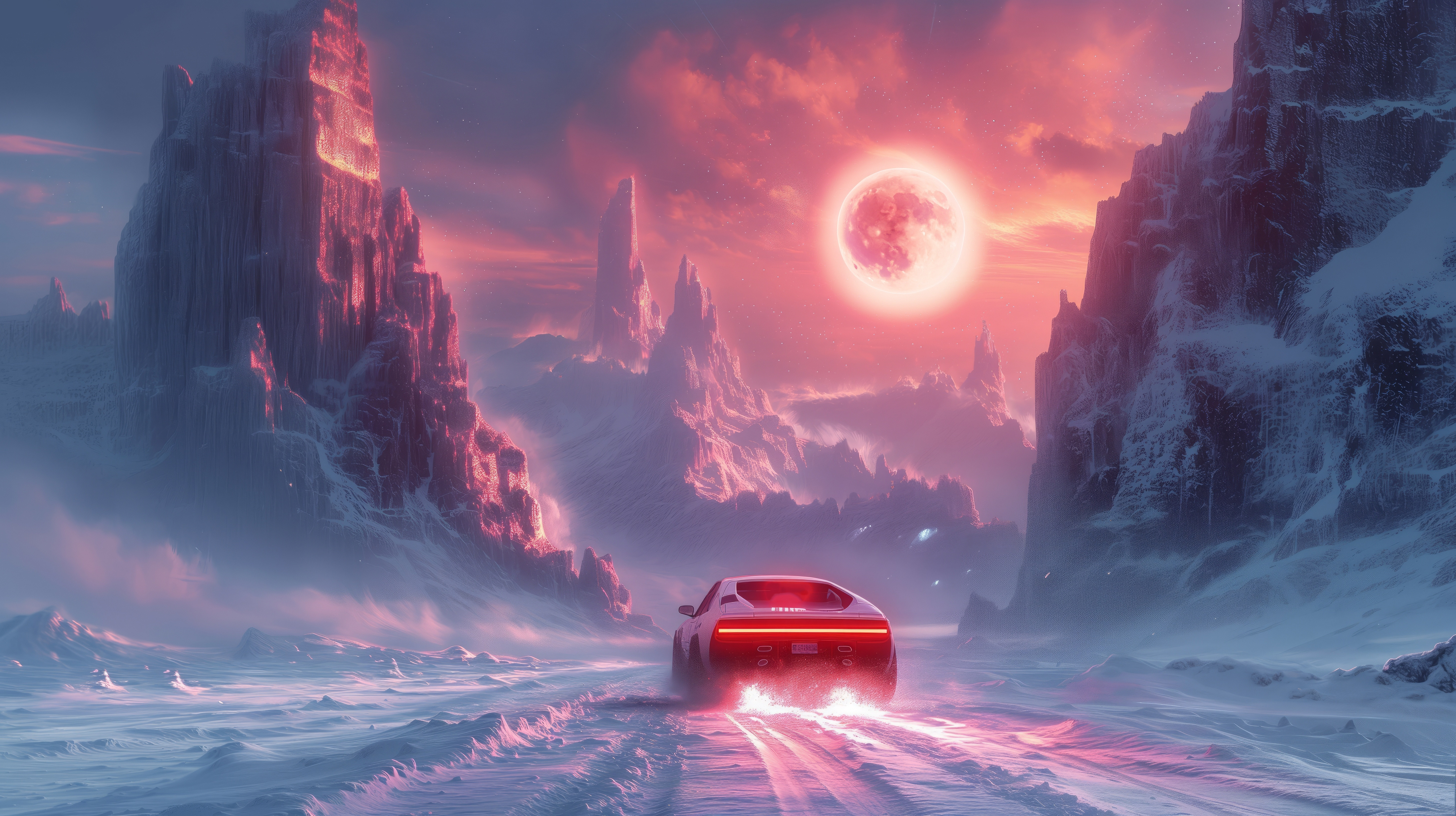 Ai Art, Illustration, Car, Driving, Snow 5K Wallpaper A Stunning Ai Art, Illustration, Car, Driving, Snow 5K Desktop and Mobile Wallpaper Background (5824x3264)