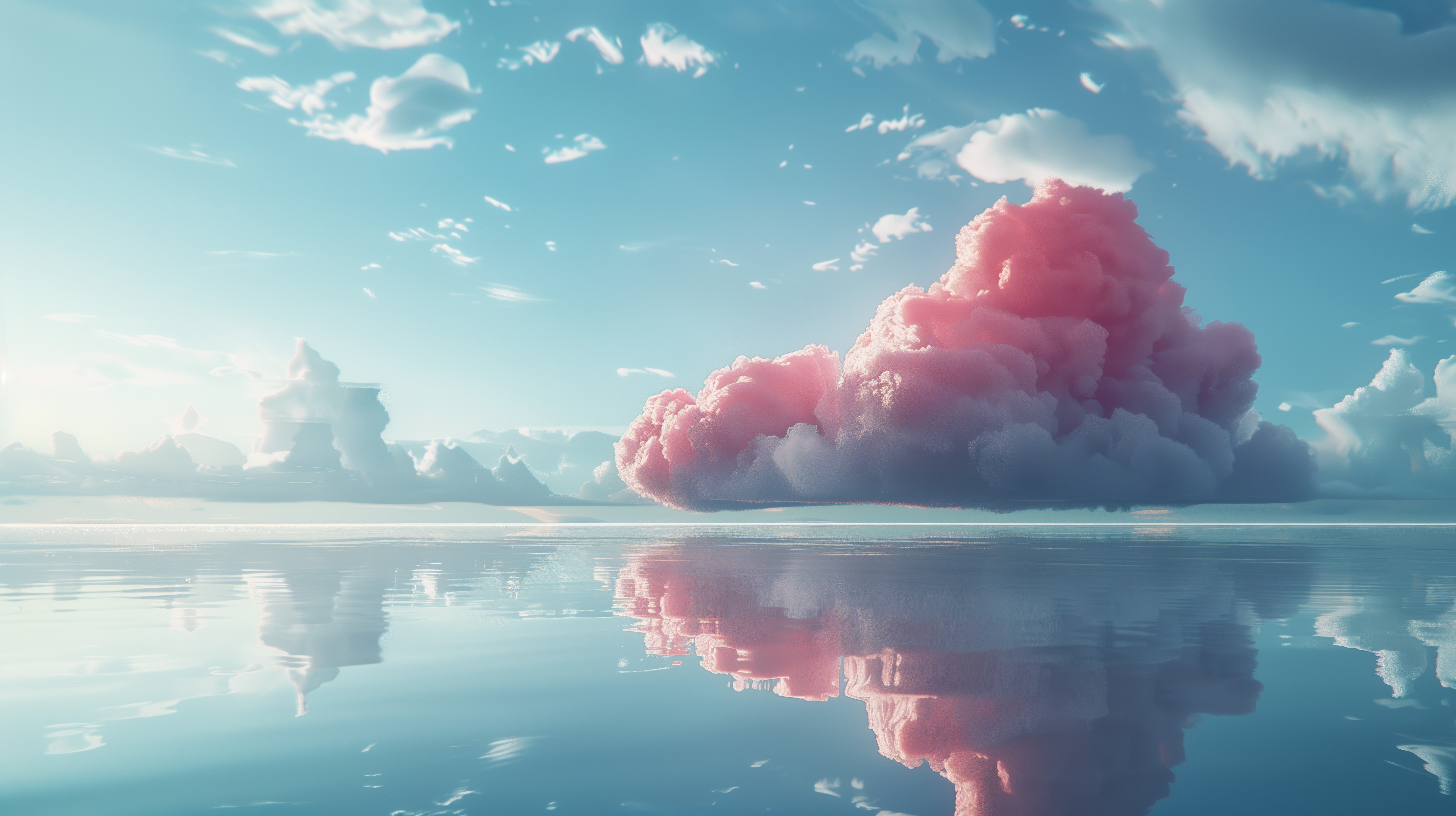 Ai Art, Pink Clouds, Reflection, Pastel 5K Wallpaper A Stunning Ai Art, Pink Clouds, Reflection, Pastel 5K Desktop and Mobile Wallpaper Background (5824x3264)