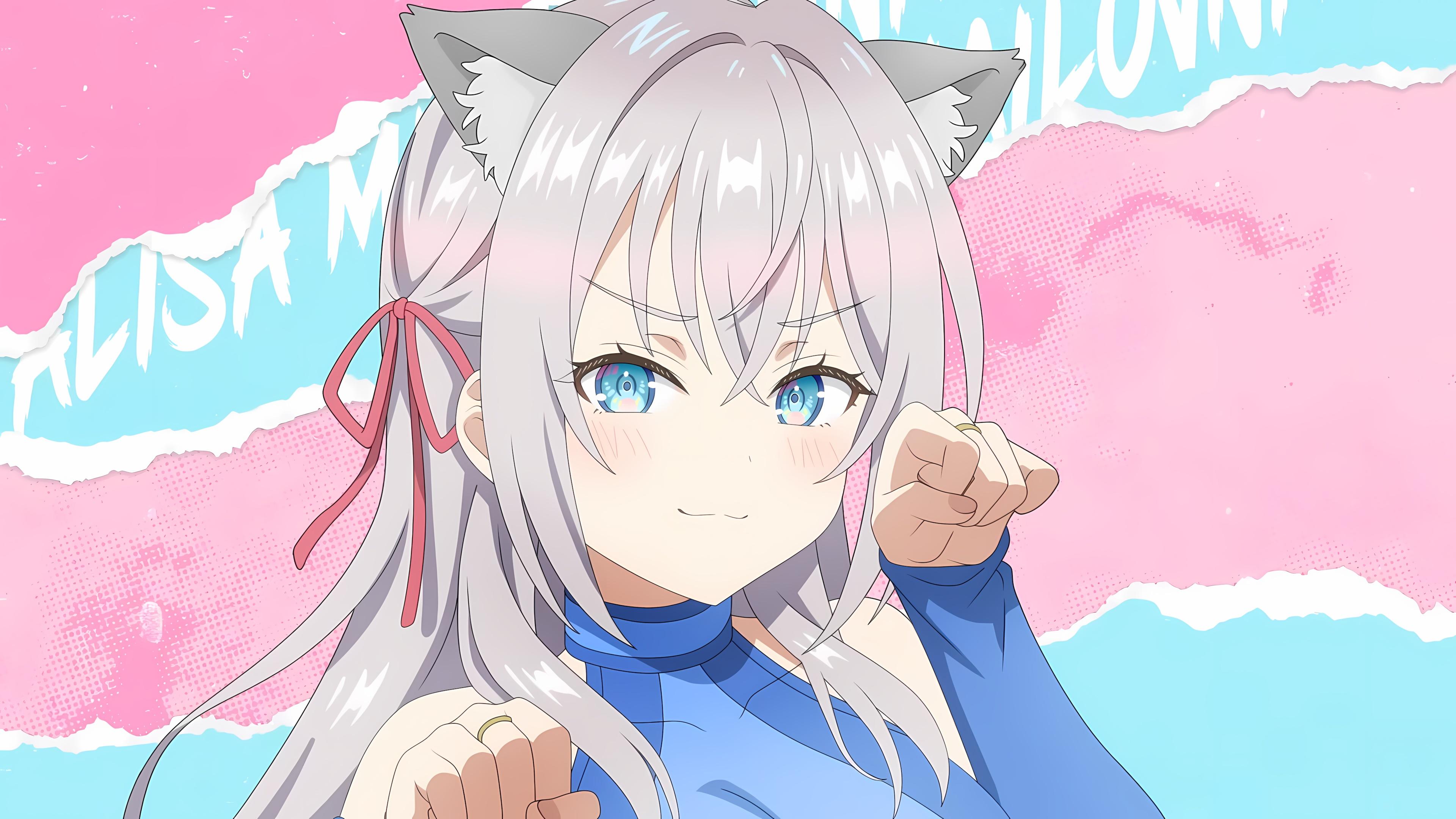Alisa Mikhailovna Cat Girl Pose - 4K Background Alisa Mikhailovna Cat Girl Pose - Anime Illustration 4K Wallpaper (3840x2160)