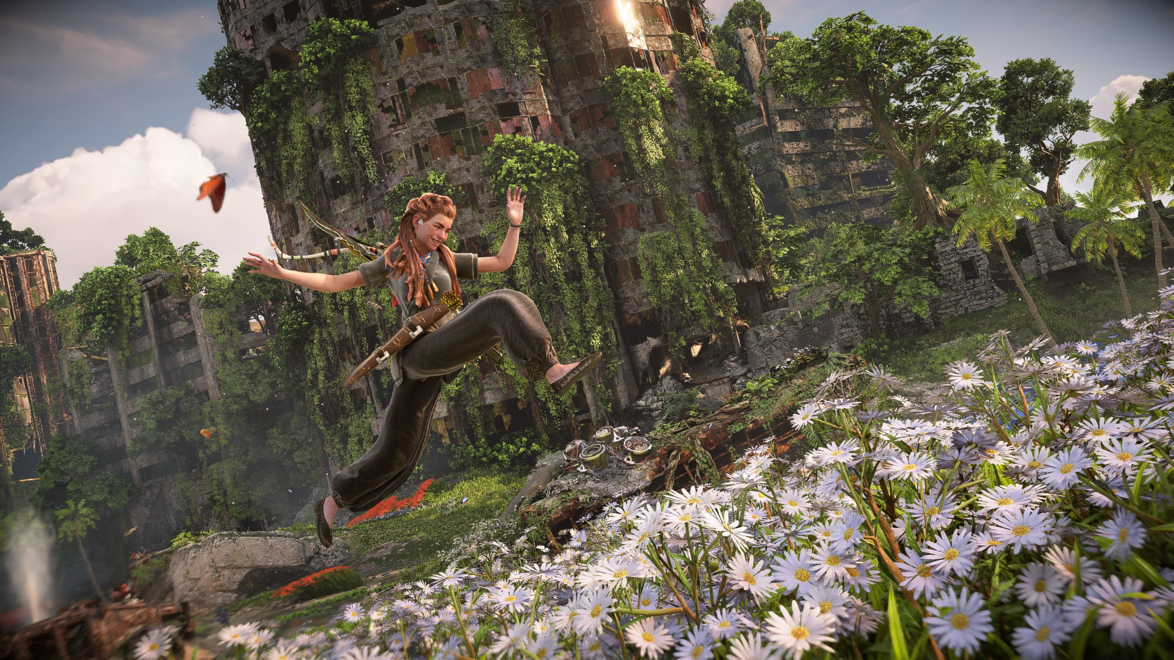 Aloy In Forbidden West Ruins - 4K Background Aloy In Forbidden West Ruins - Game Screenshot 4K Wallpaper (3840x2160)