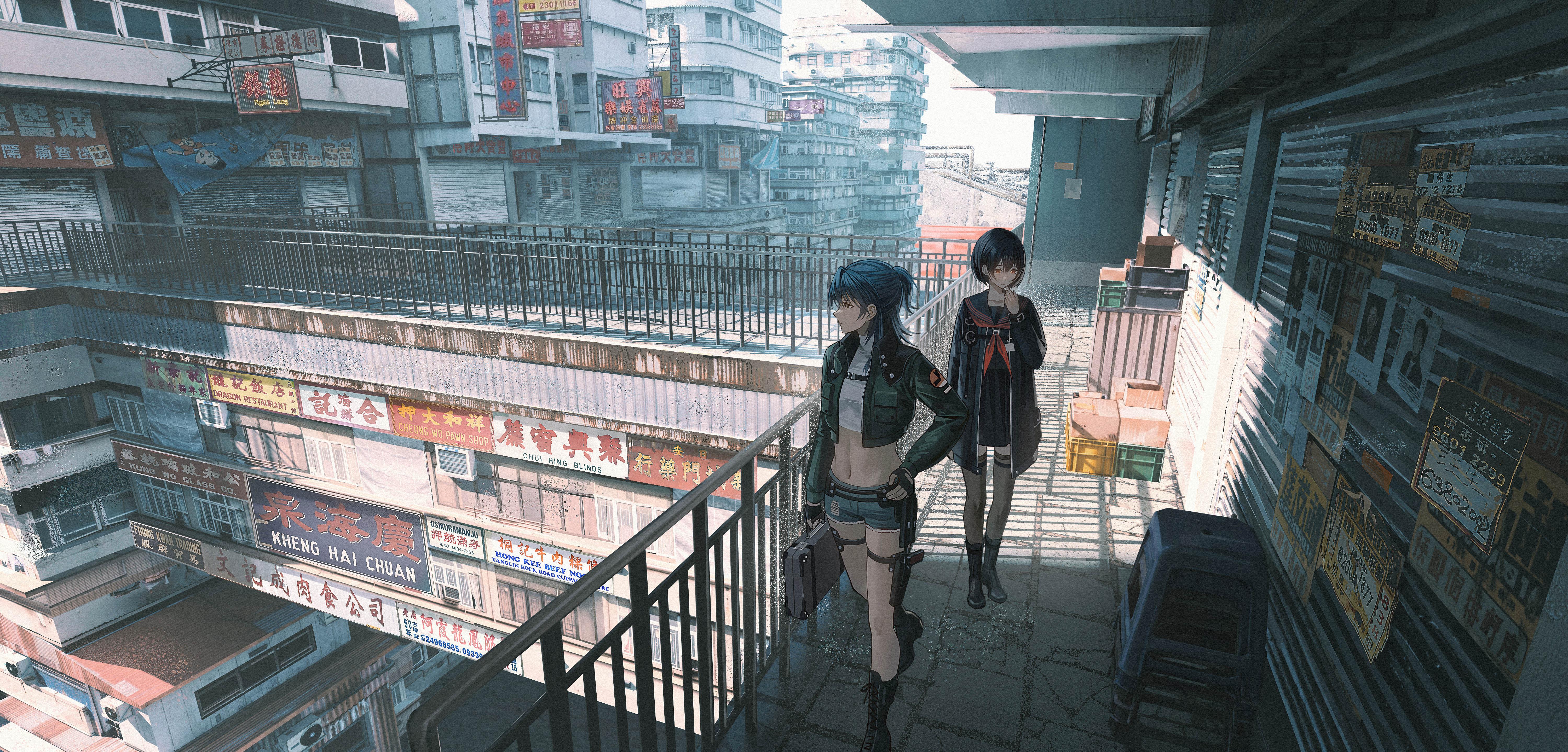Anime, Urban, Cityscape, Character Wallpaper in 4K resolution (6000x2878) Anime, Urban, Cityscape, Character 4K Wallpaper Background (6000x2878)