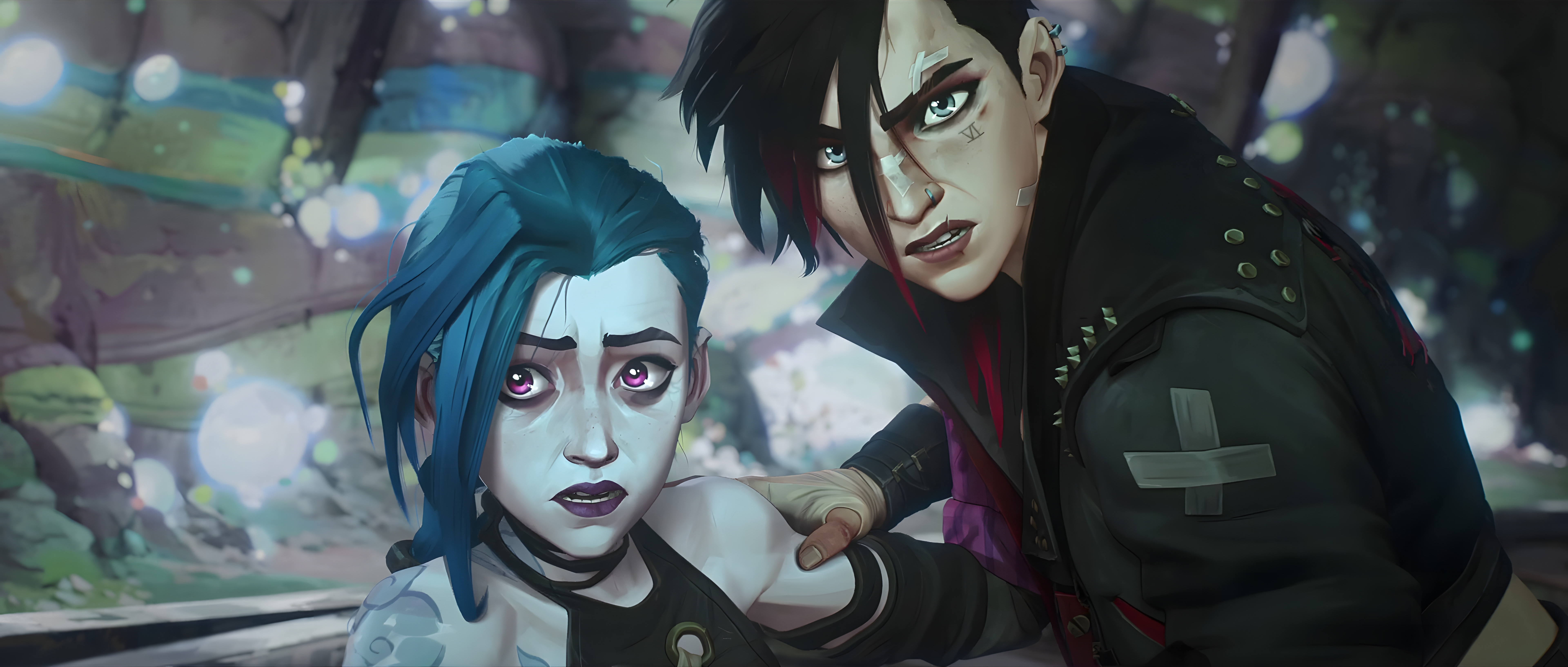 Arcane, Jinx, Vi, League Of Legends Wallpaper in 5K resolution (7680x3267) Arcane, Jinx, Vi, League Of Legends 5K Wallpaper Background (7680x3267)