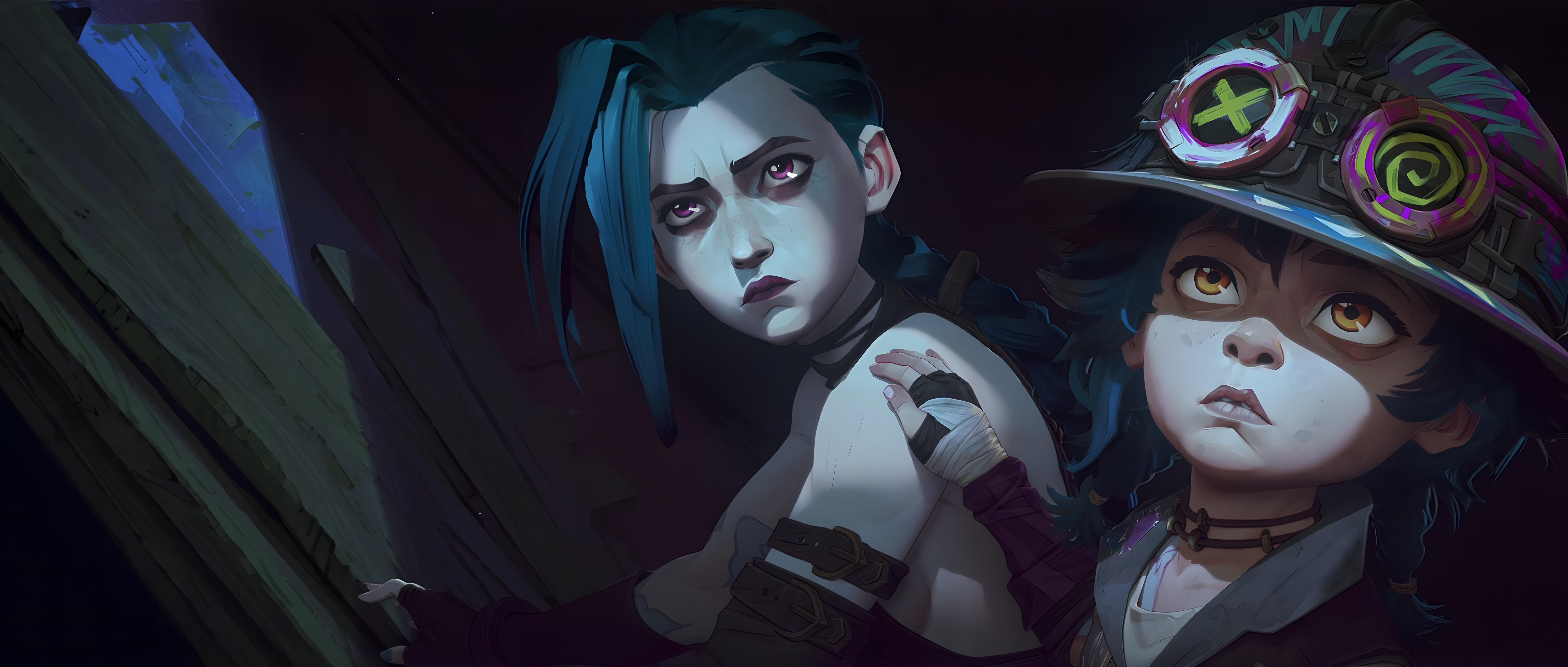 Arcane, Jinx, Vi, League Of Legends Wallpaper in 5K resolution (7680x3267) Arcane, Jinx, Vi, League Of Legends 5K Wallpaper Background (7680x3267)