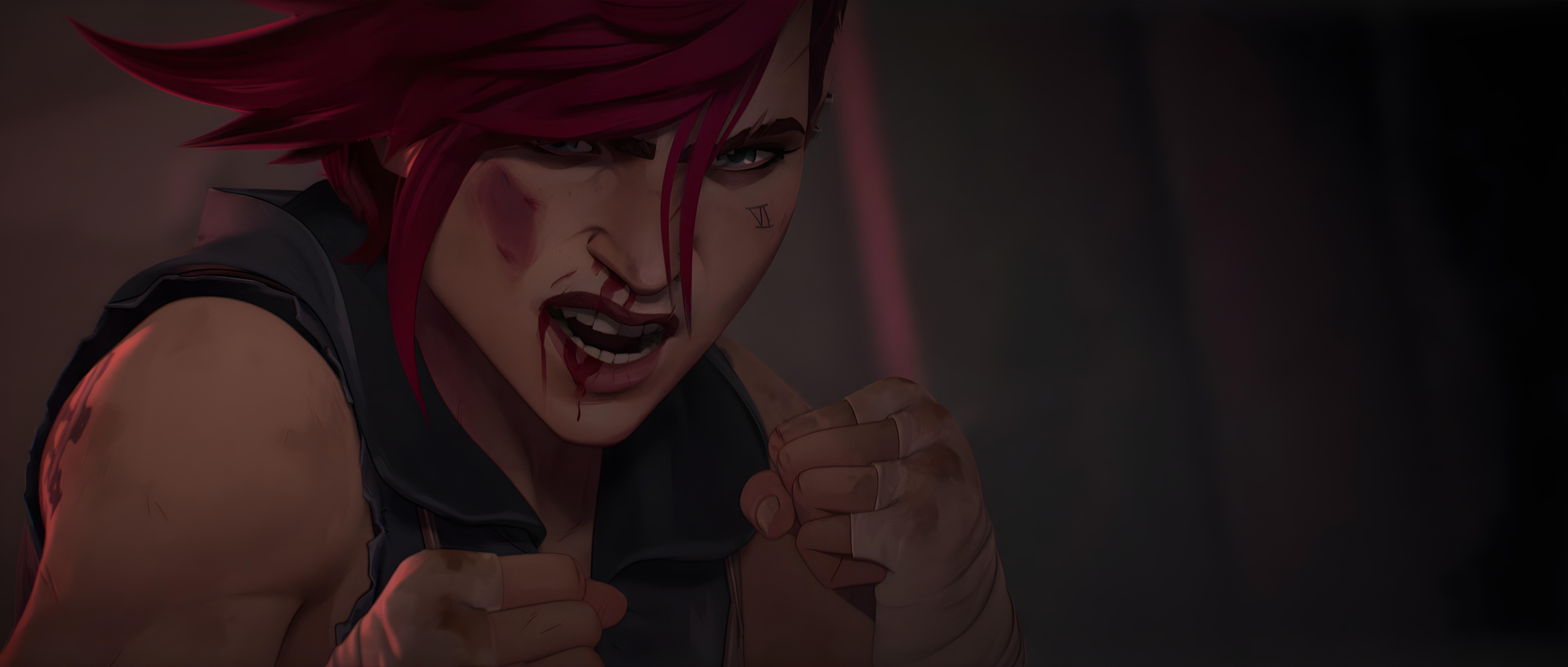 Arcane, Vi, Animated, Character Wallpaper in 5K resolution (7680x3265) Arcane, Vi, Animated, Character 5K Wallpaper Background (7680x3265)