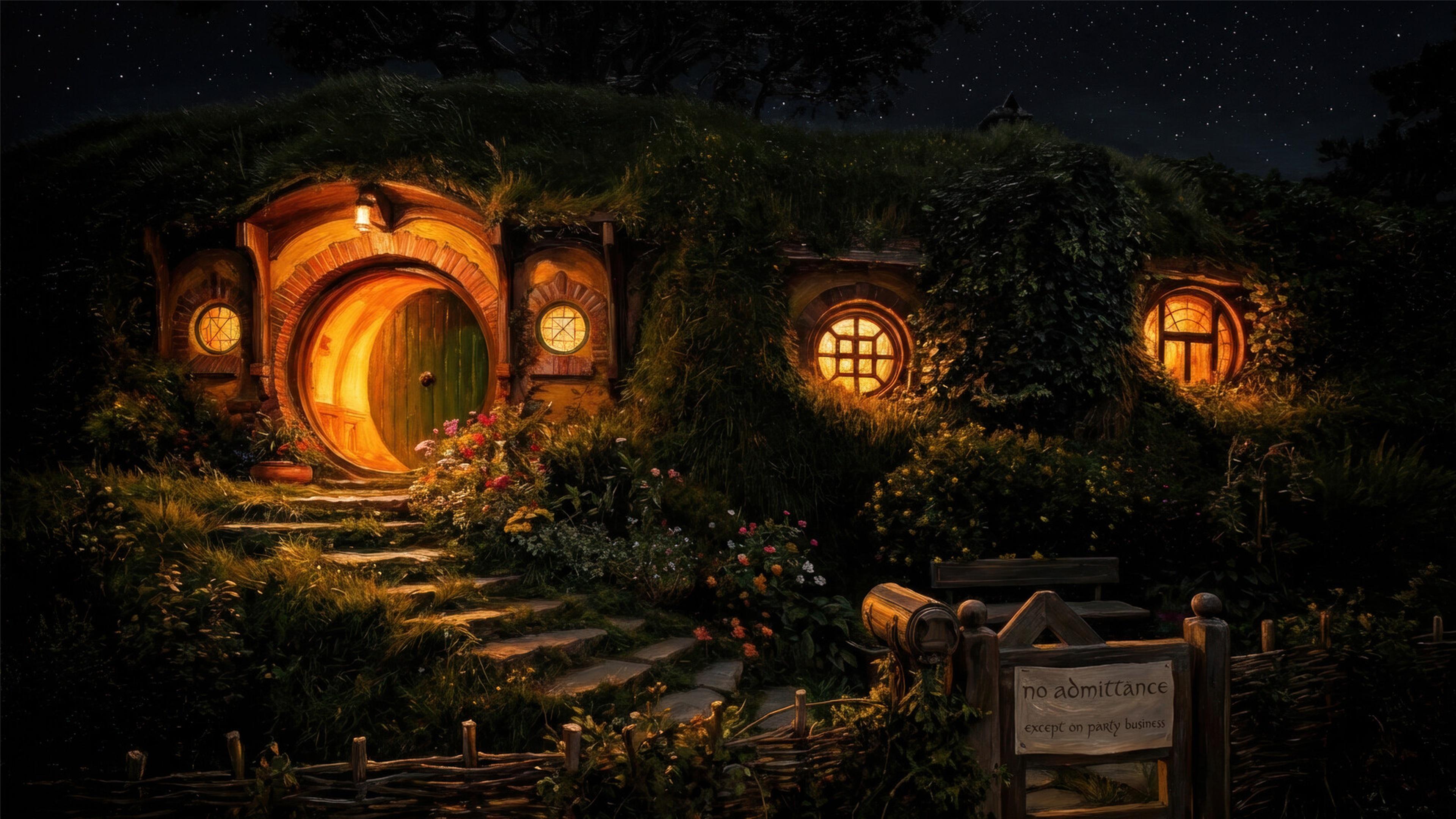Bag End At Night - 4K Background Bag End At Night - Cinematic Fantasy Photography 4K Wallpaper (3840x2160)