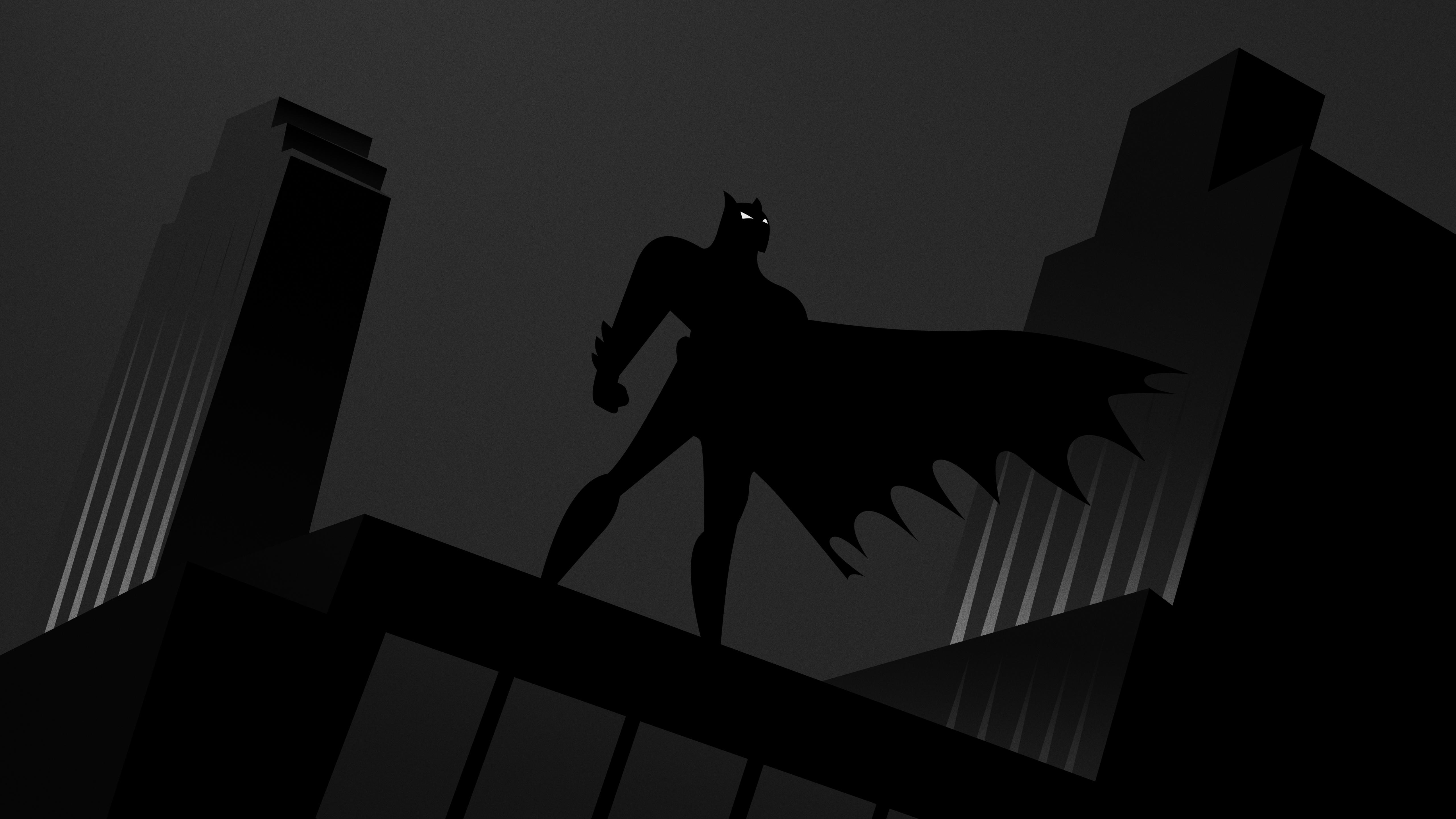 Batman On Gotham Rooftop - 5K Background Batman On Gotham Rooftop - Minimalist Illustration 5K Wallpaper (5120x2880)
