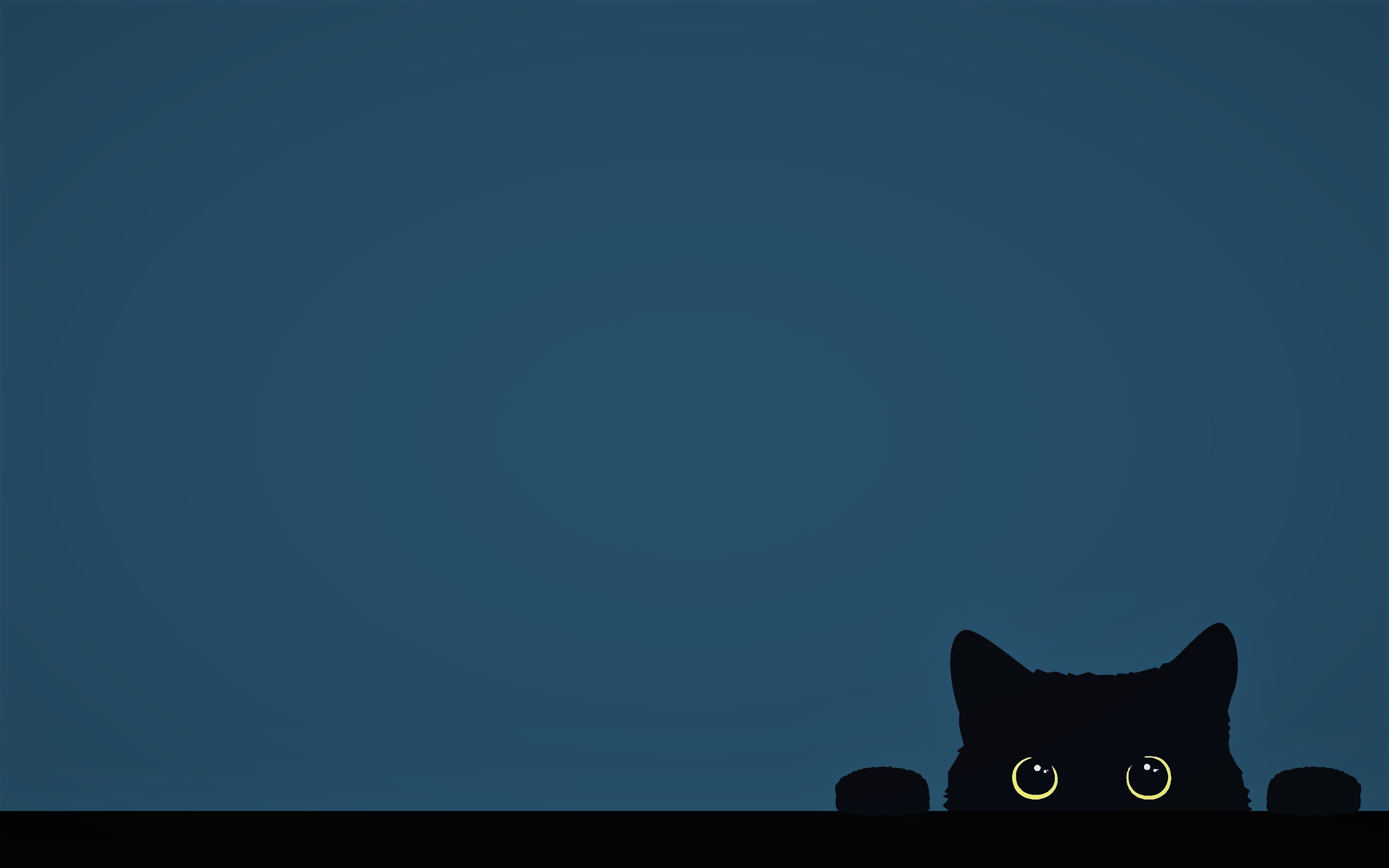 Black Cat, Silhouette, Peeking, Minimalist Wallpaper in 2K resolution (2880x1800) Black Cat, Silhouette, Peeking, Minimalist 2K Wallpaper Background (2880x1800)