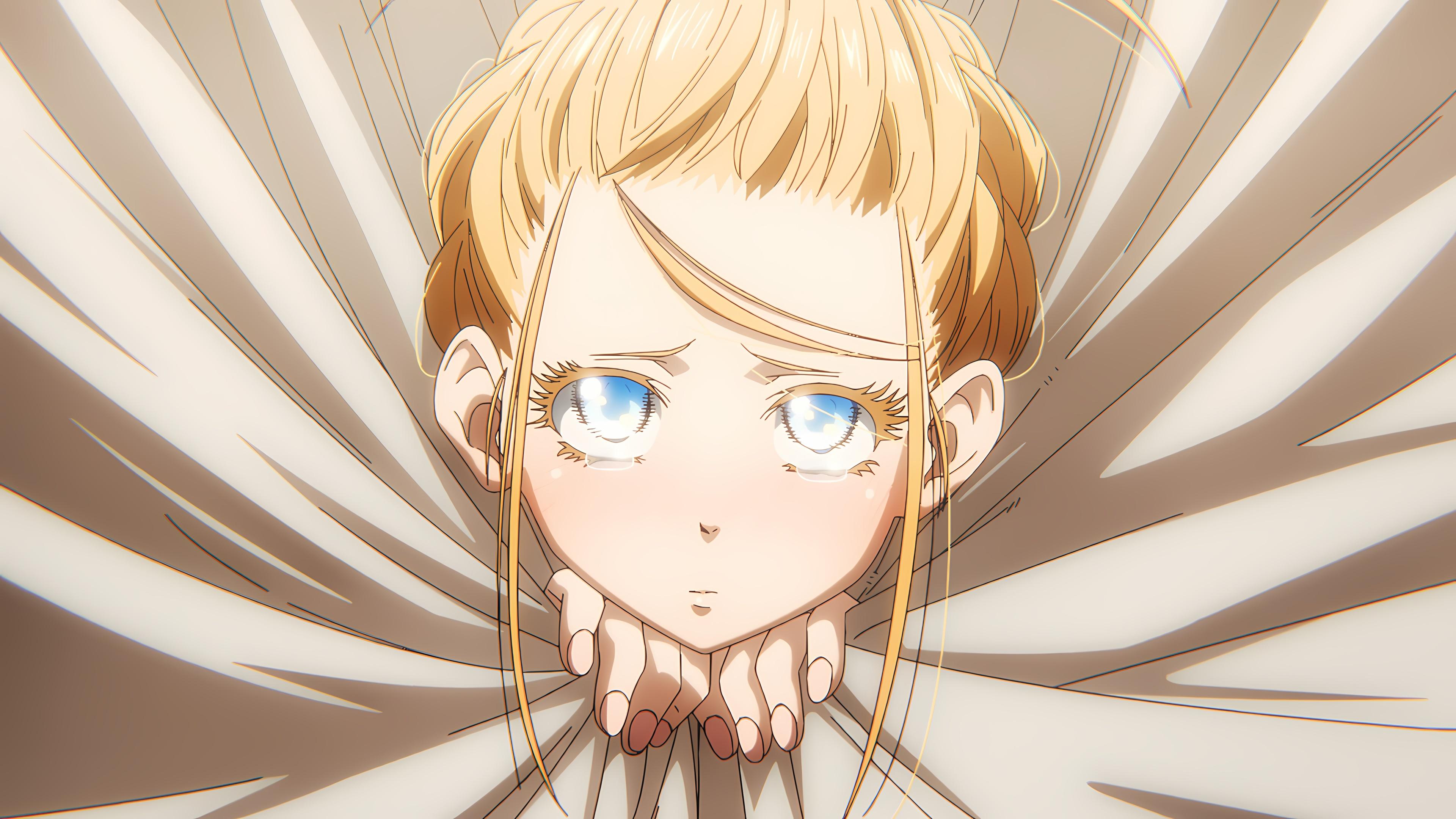 Blonde Anime Girl With Blue Eyes - 4K Background Blonde Anime Girl With Blue Eyes - Anime Digital Art 4K Wallpaper (3840x2160)