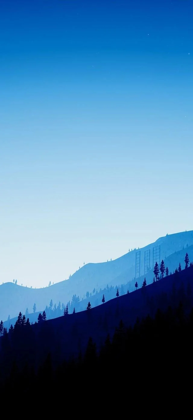 Blue Landscape, Mountain Range, Minimalist Nature, Forest Silhouette iPhone Wallpaper in resolution (640x1387) Blue Landscape, Mountain Range, Minimalist Nature, Forest Silhouette iPhone Wallpaper Background (640x1387)