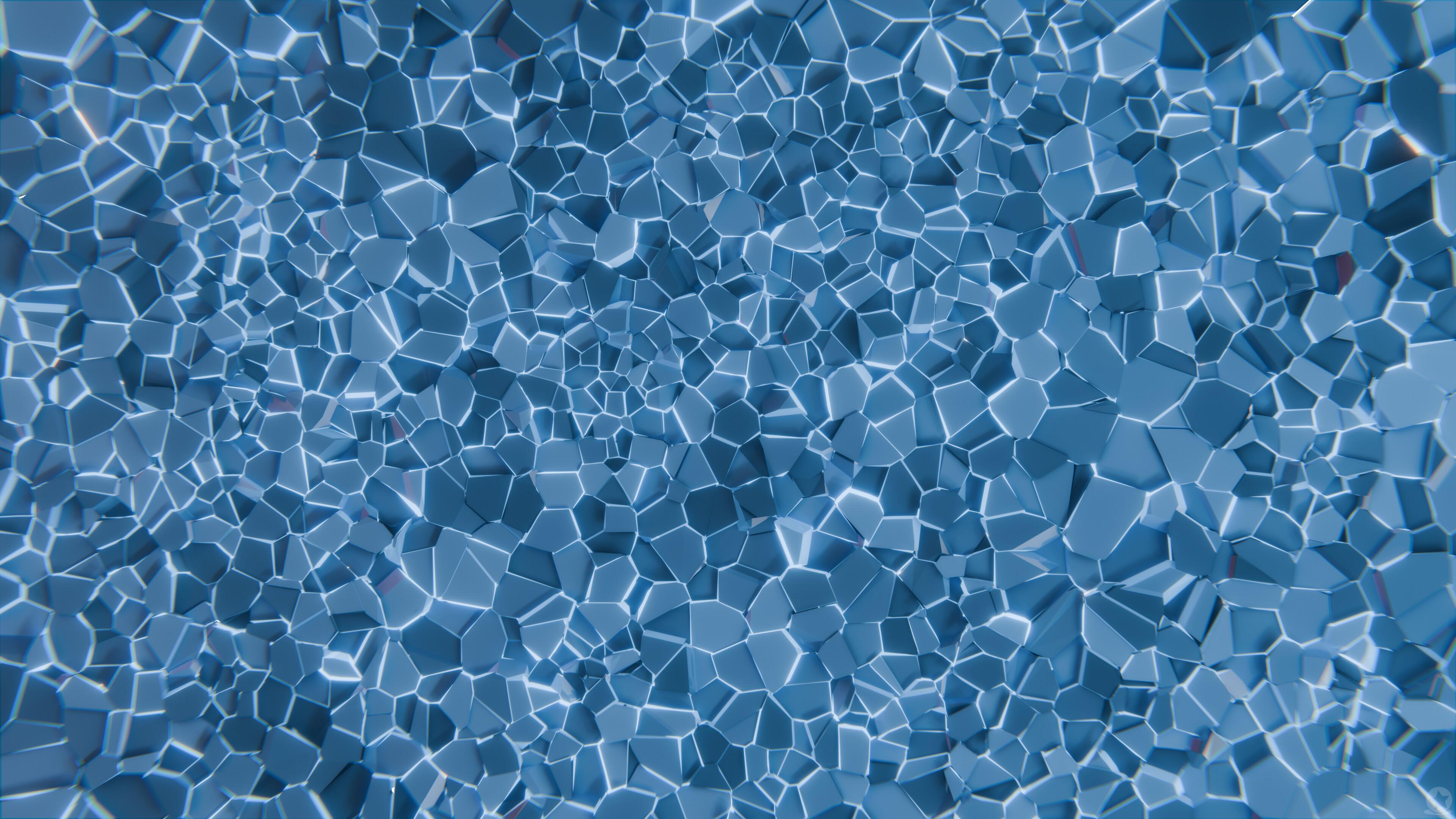 Blue Voronoi Crystal Texture - 4K Background Blue Voronoi Crystal Texture - 3D Render 4K Wallpaper (3840x2160)