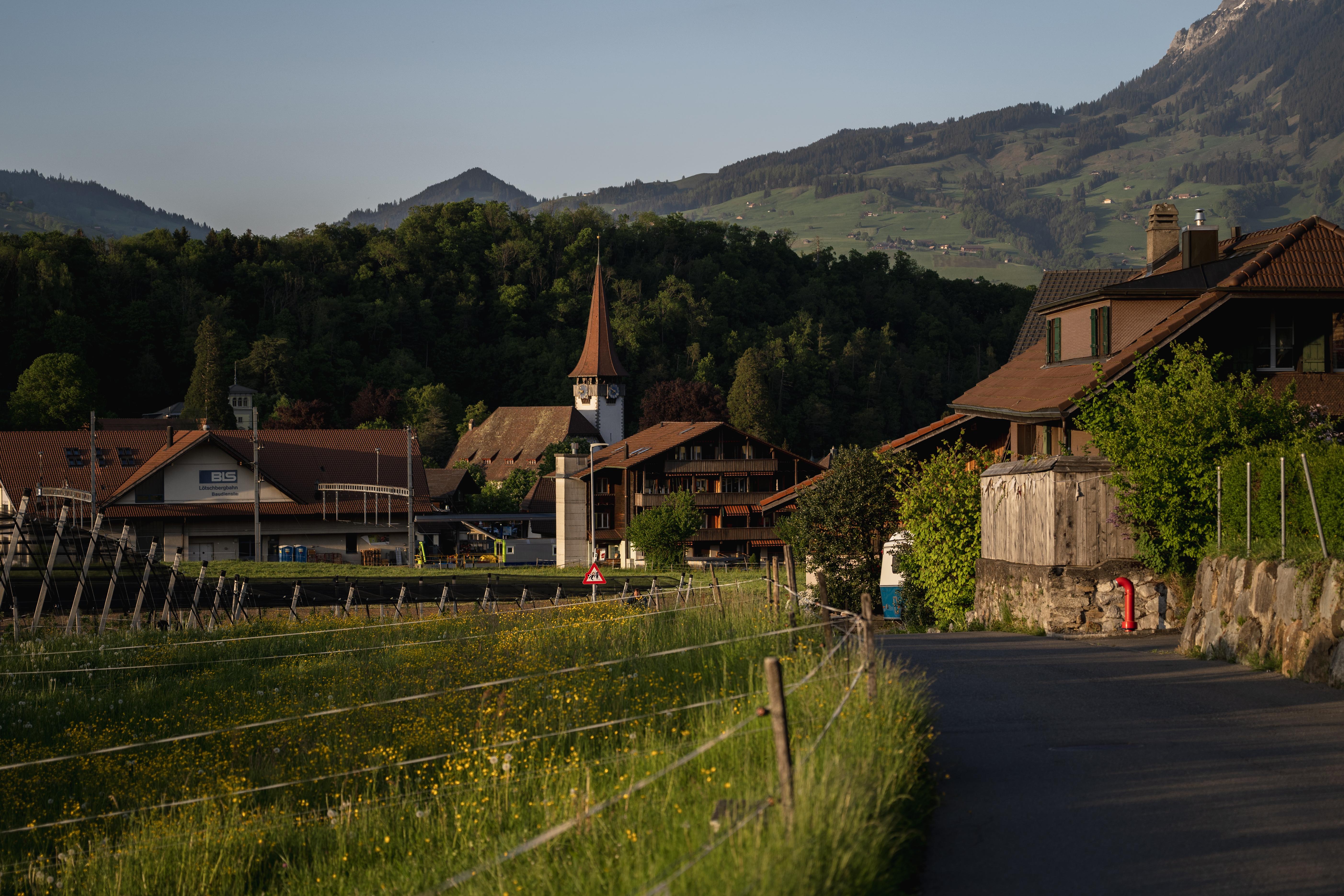 Charming Swiss Village In Valley - 5K Background Charming Swiss Village In Valley - Landscape Photography 5K Wallpaper (5611x3741)