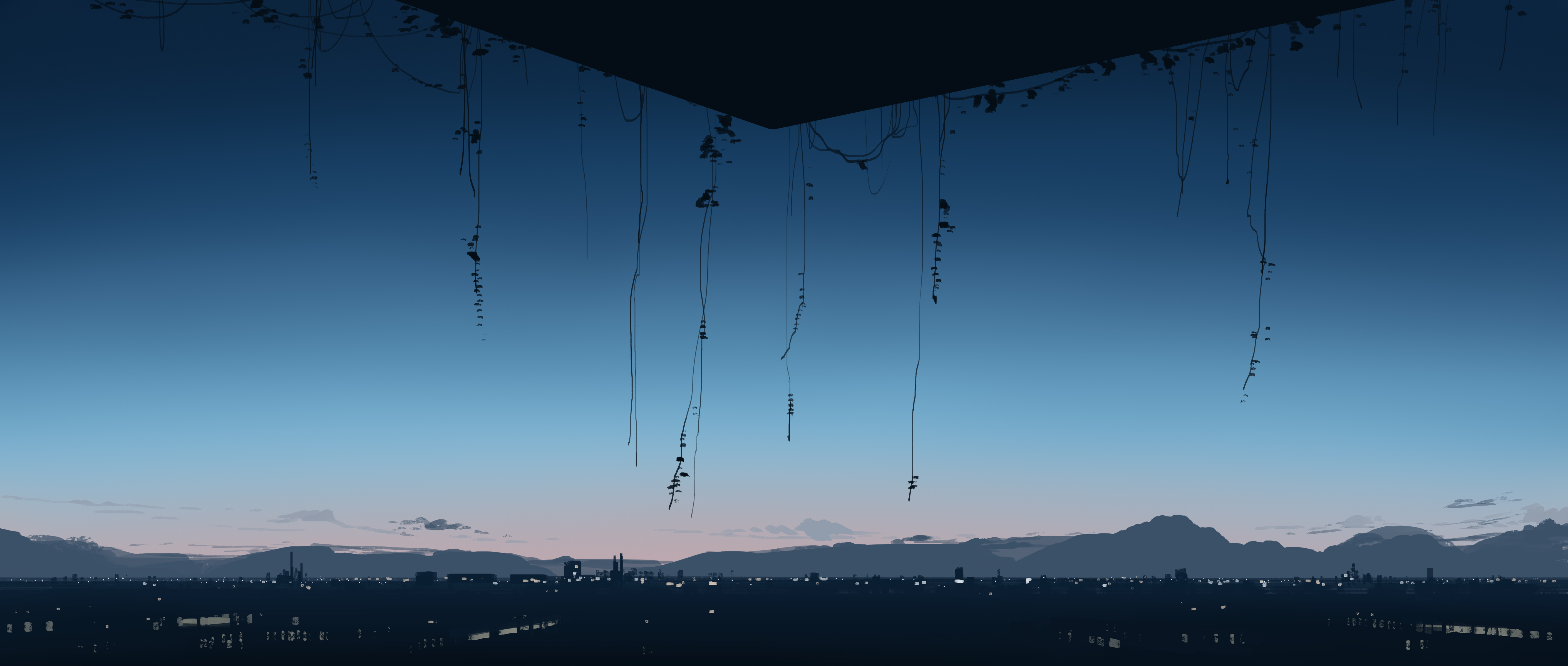 Cityscape, Evening, Minimal, Illustration Wallpaper in 4K resolution (5640x2400) Cityscape, Evening, Minimal, Illustration 4K Wallpaper Background (5640x2400)