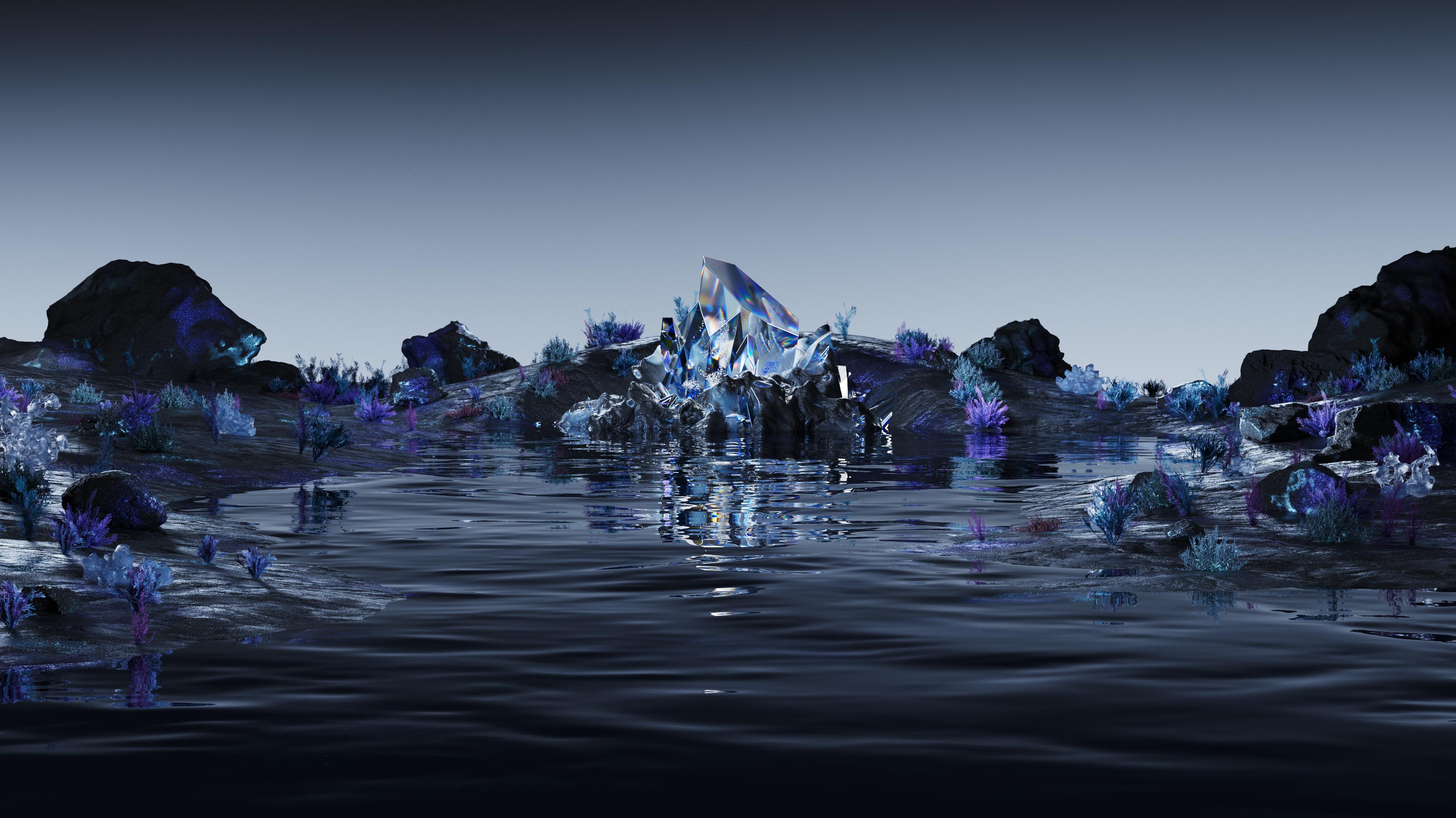 Crystal, Landscape, Water, Reflection Wallpaper in 4K resolution (3840x2160) Crystal, Landscape, Water, Reflection 4K Wallpaper Background (3840x2160)