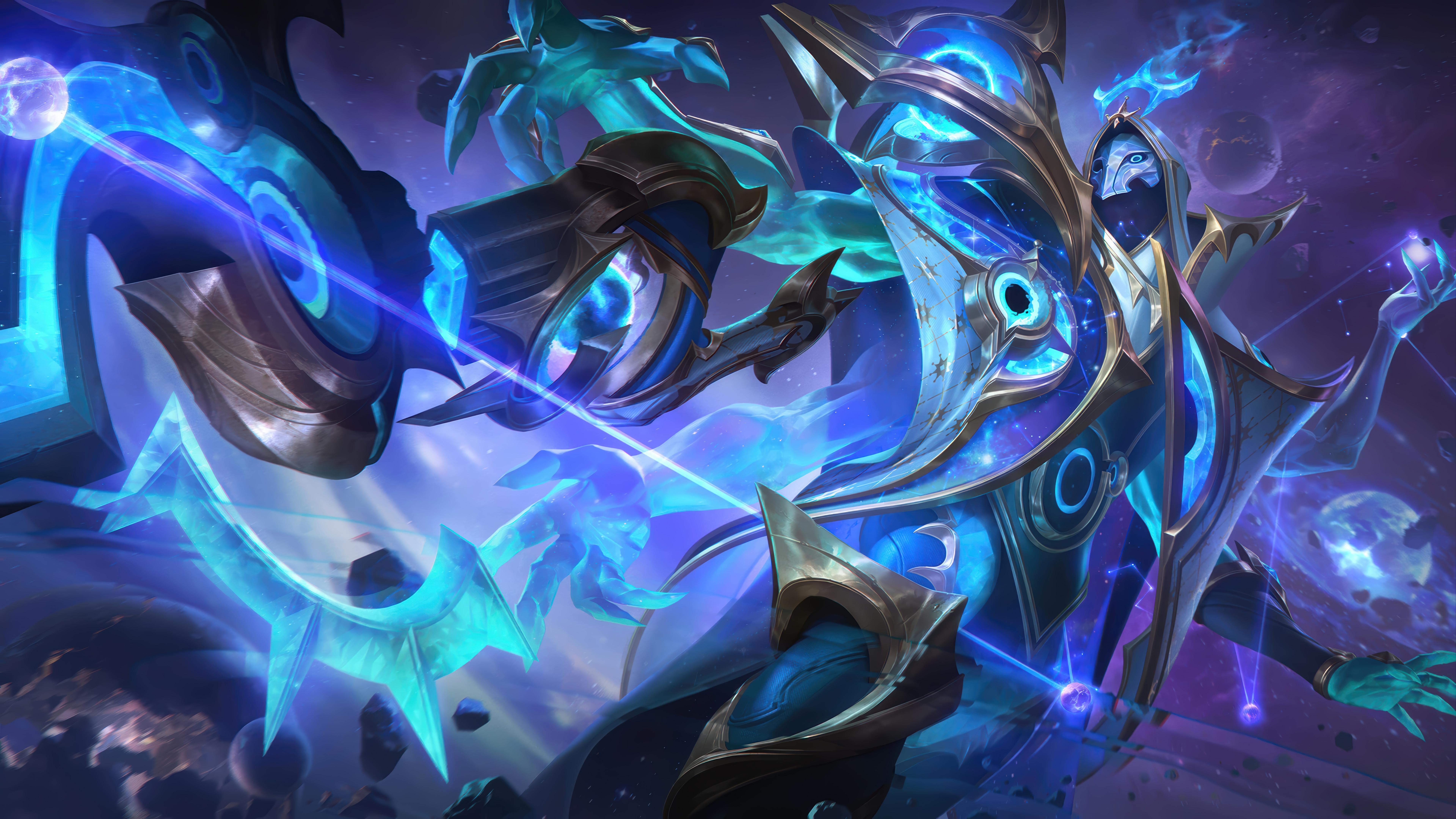Dark Cosmic Jhin Splash Art - 8K Background Dark Cosmic Jhin Splash Art - Fantasy Illustration 8K Wallpaper (7680x4320)