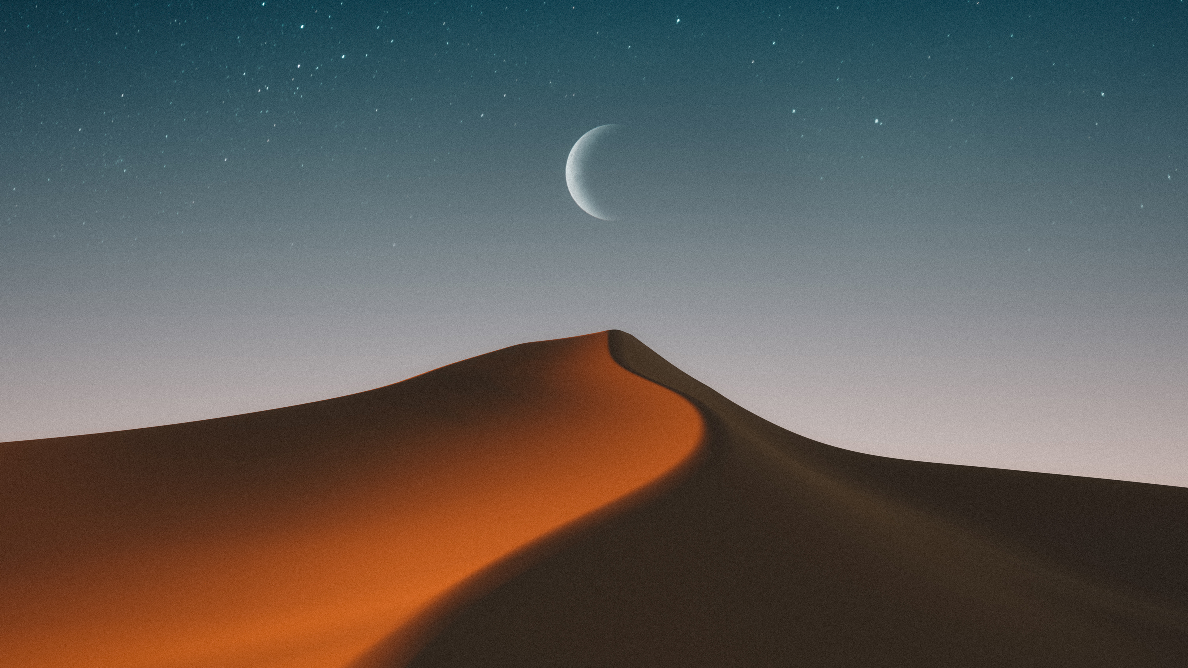 Desert, Night Sky, Crescent Moon, Sand Dune Wallpaper in 4K resolution (3840x2160) Desert, Night Sky, Crescent Moon, Sand Dune 4K Wallpaper Background (3840x2160)