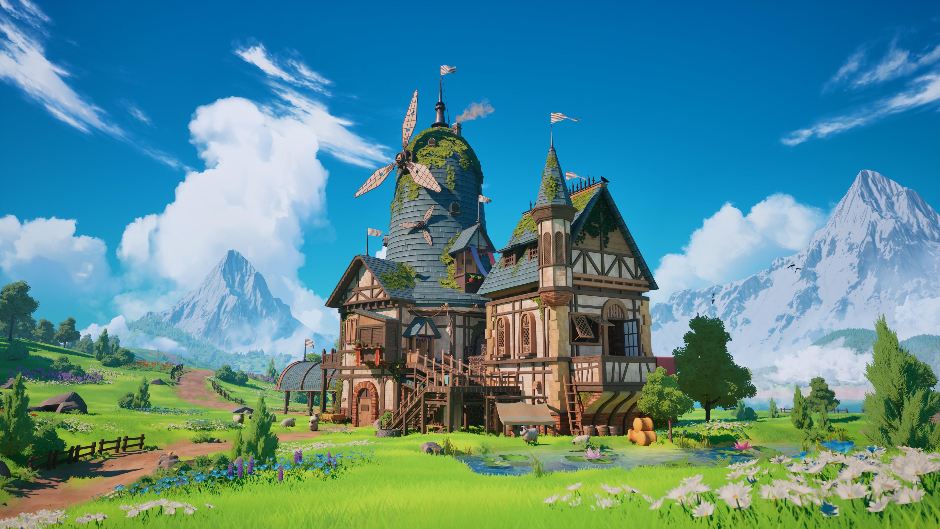 Fantasy Landscape, Video Game Environment, Stylized Digital Art, Rural Architecture Wallpaper in 4K resolution (3840x2160) Fantasy Landscape, Video Game Environment, Stylized Digital Art, Rural Architecture 4K Wallpaper Background (3840x2160)