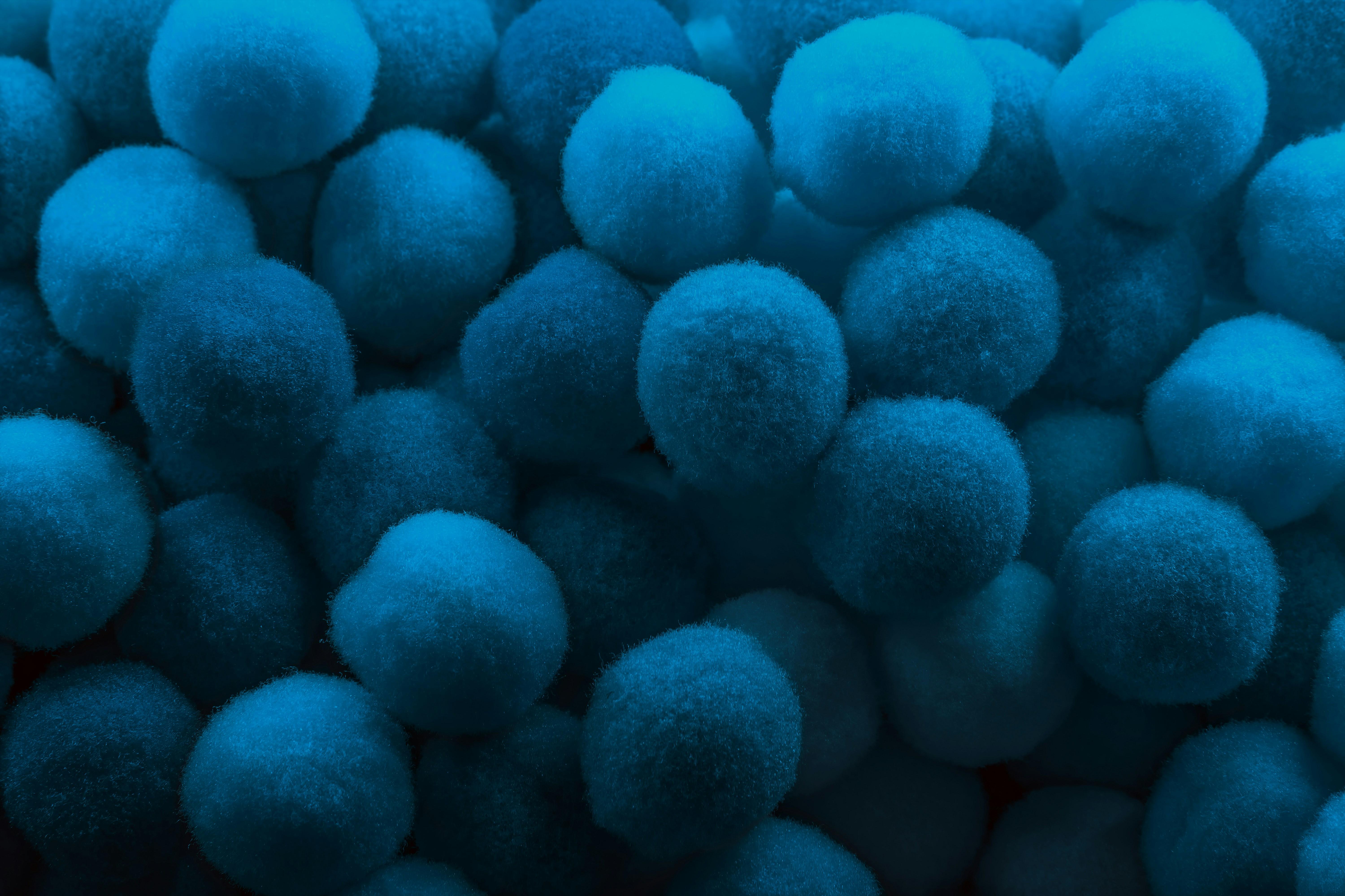 Fluffy Blue Pom Poms - 5K Background Fluffy Blue Pom Poms - Texture Photography 5K Wallpaper (6000x4000)