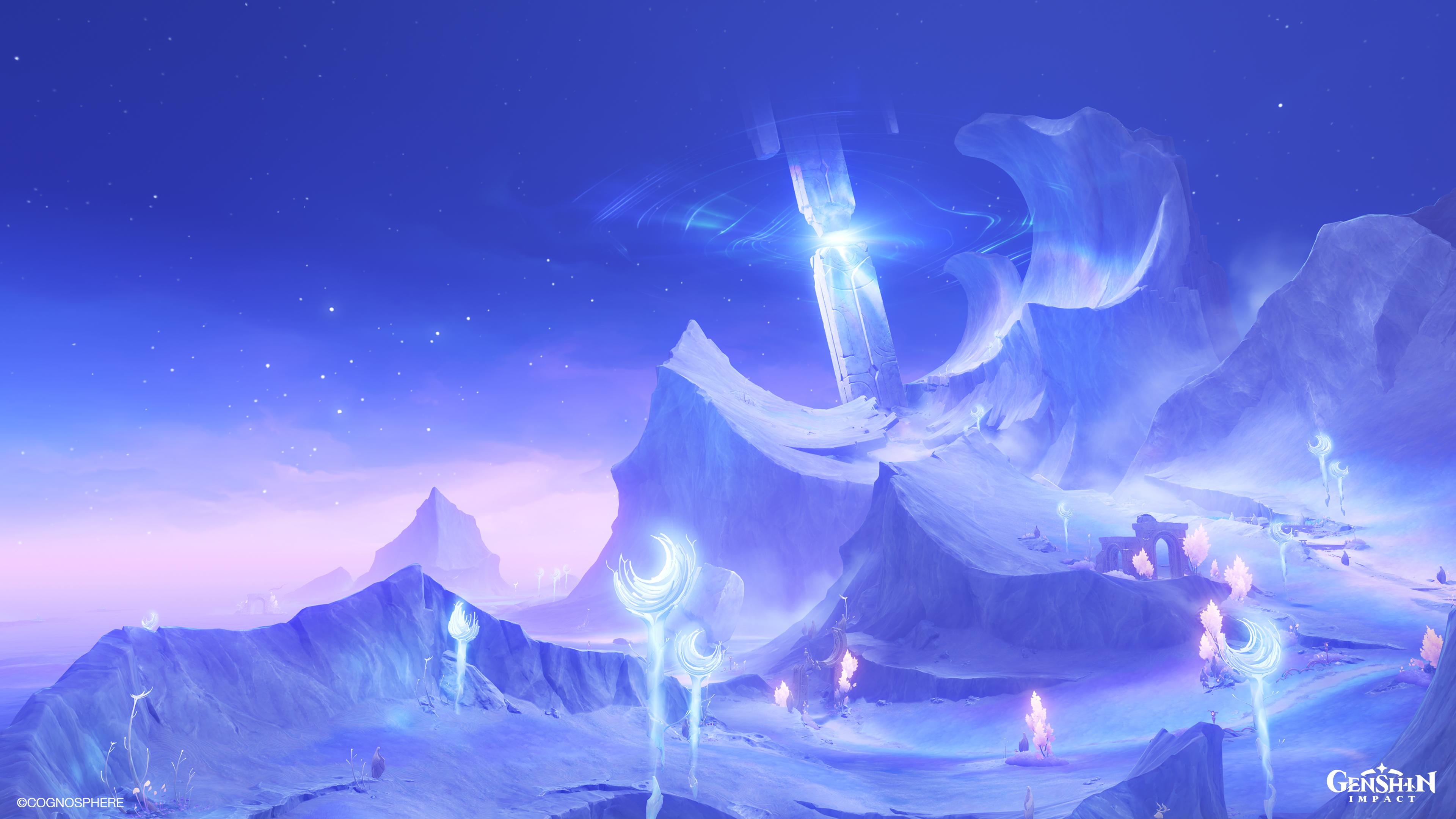 Genshin Impact, Dragonspine, Fantasy Landscape, Game Scenery Wallpaper in 4K resolution (3840x2160) Genshin Impact, Dragonspine, Fantasy Landscape, Game Scenery 4K Wallpaper Background (3840x2160)