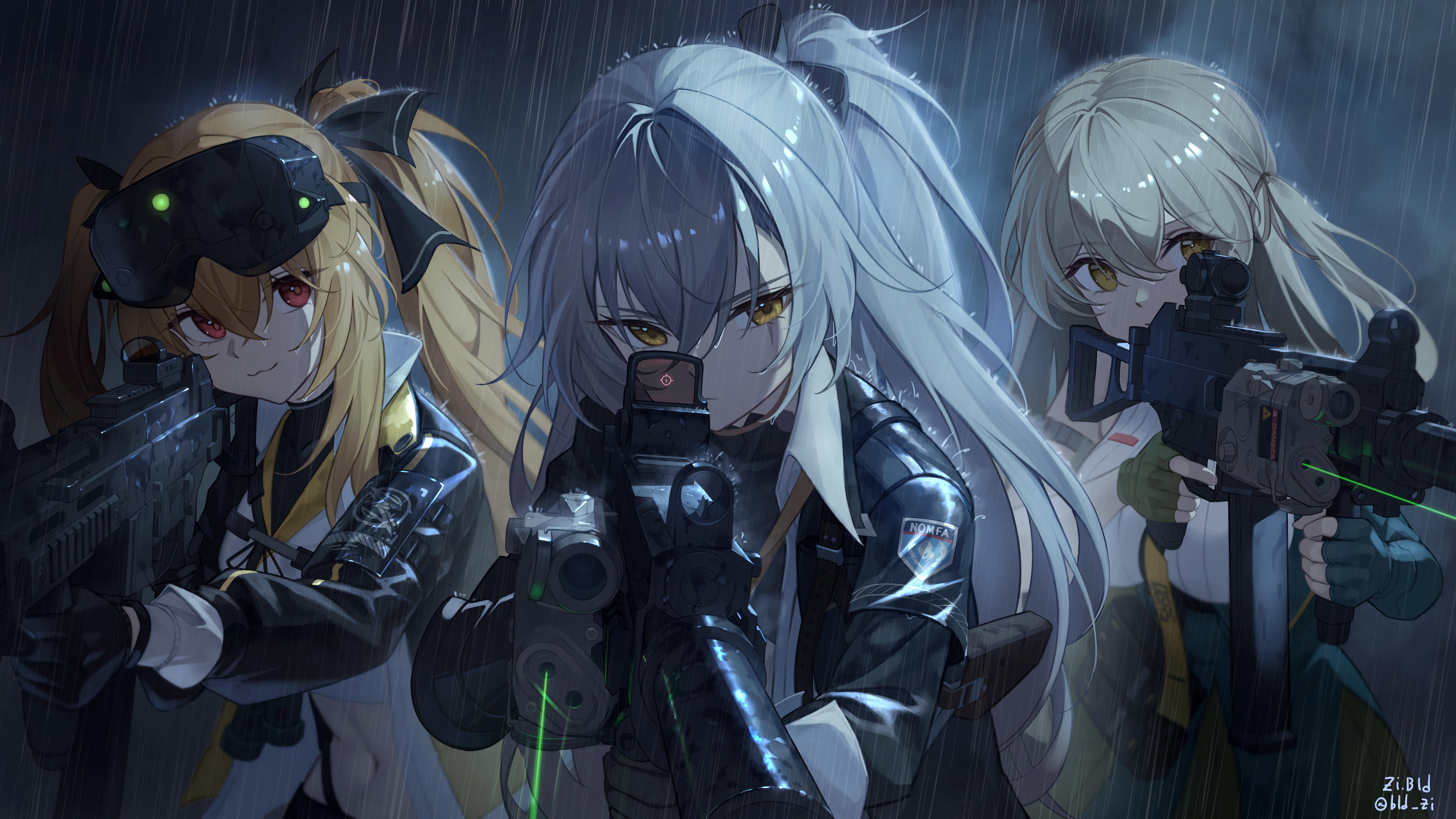 Girls' Frontline Squad 404 Rain - 5K Background Girls' Frontline Squad 404 Rain - Digital Anime Art 5K Wallpaper (5760x3240)