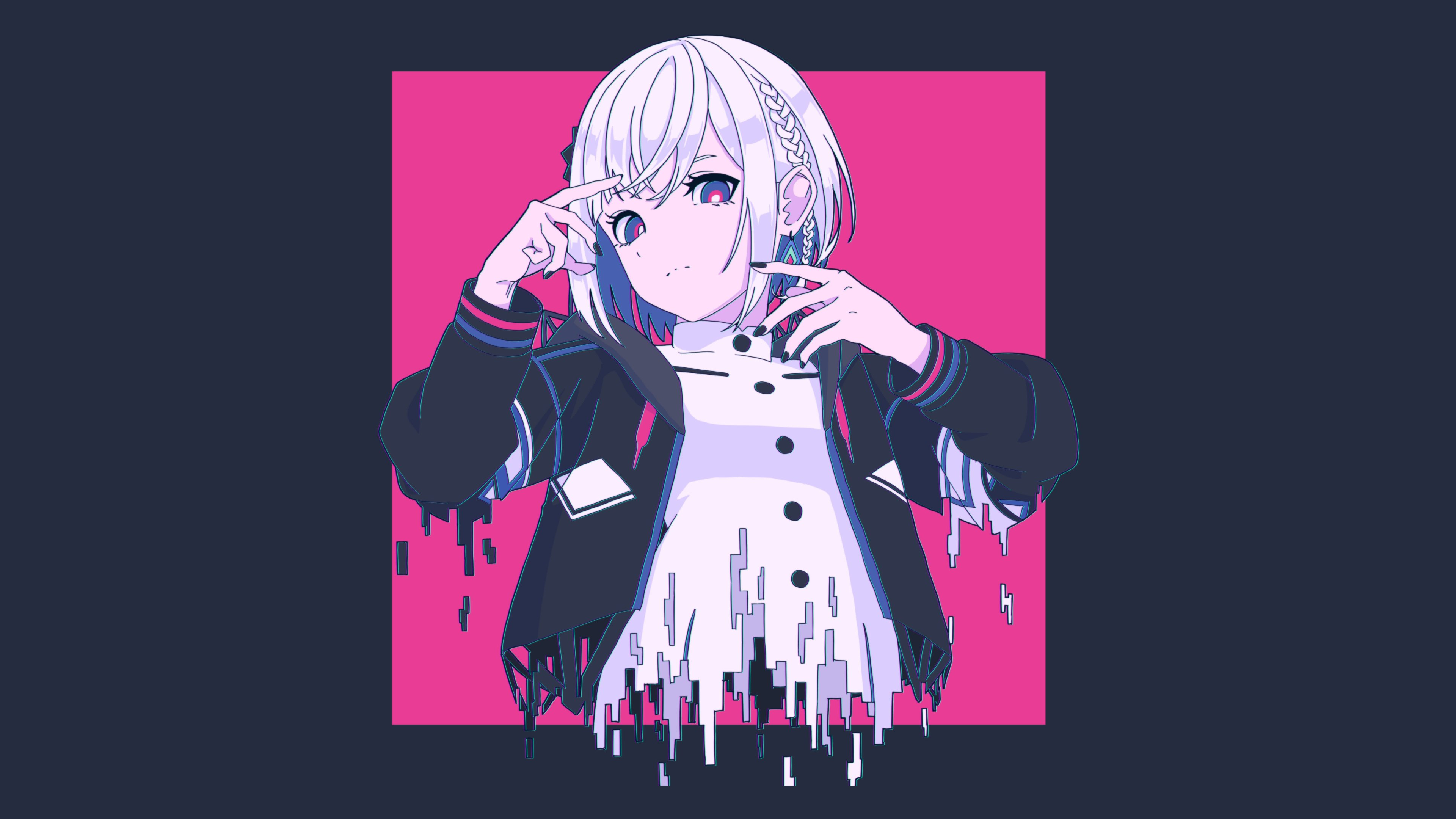 Glitch Art Anime Girl - 4K Background Glitch Art Anime Girl - Anime Vector Art 4K Wallpaper (3840x2160)
