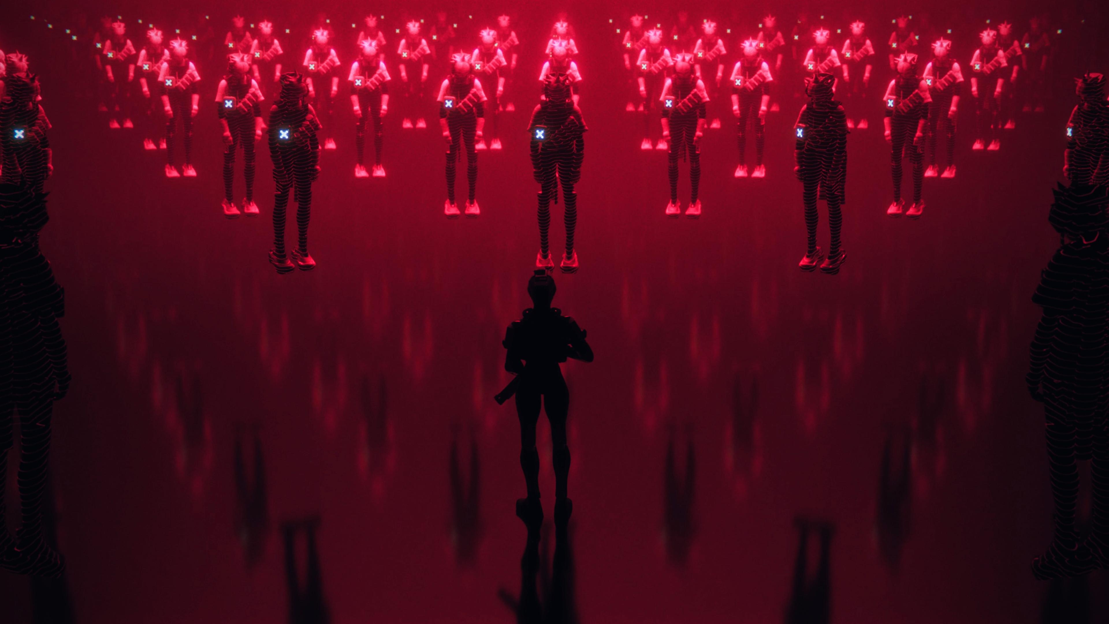 Glowing Red Army Confrontation - 4K Background Glowing Red Army Confrontation - Digital Art 4K Wallpaper (3840x2160)