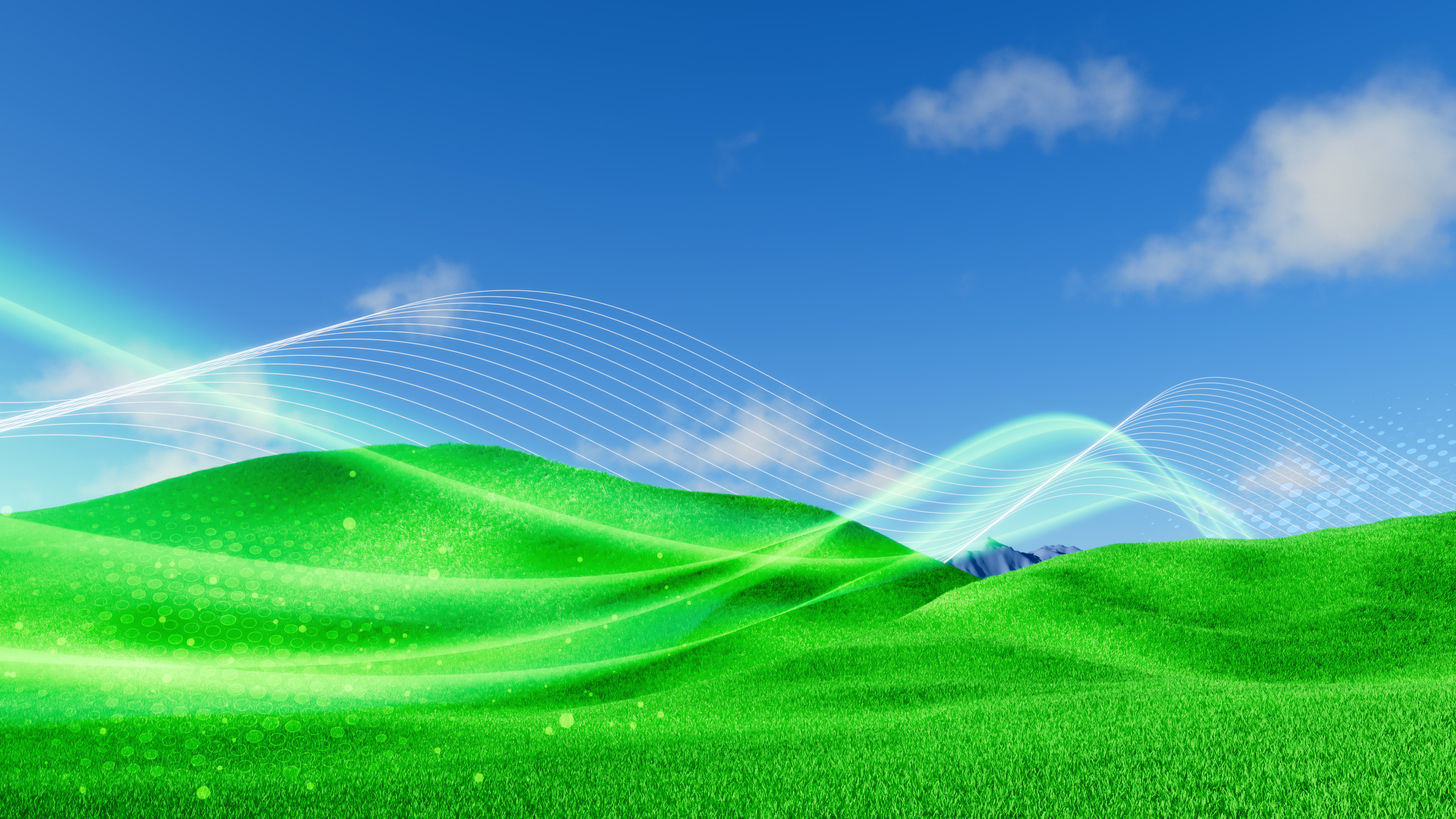 Green Hills With Abstract Glow - 4K Background Green Hills With Abstract Glow - Digital Art 4K Wallpaper (3840x2160)