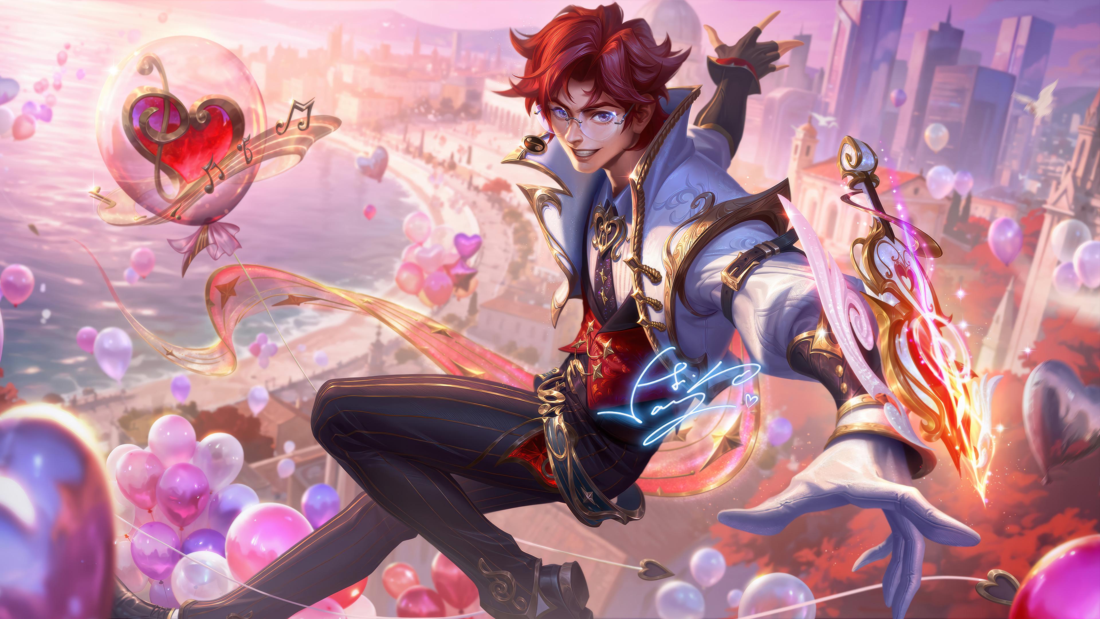 Heartthrob Ezreal Skin Splash Art - 4K Background Heartthrob Ezreal Skin Splash Art - Digital Illustration 4K Wallpaper (3840x2160)