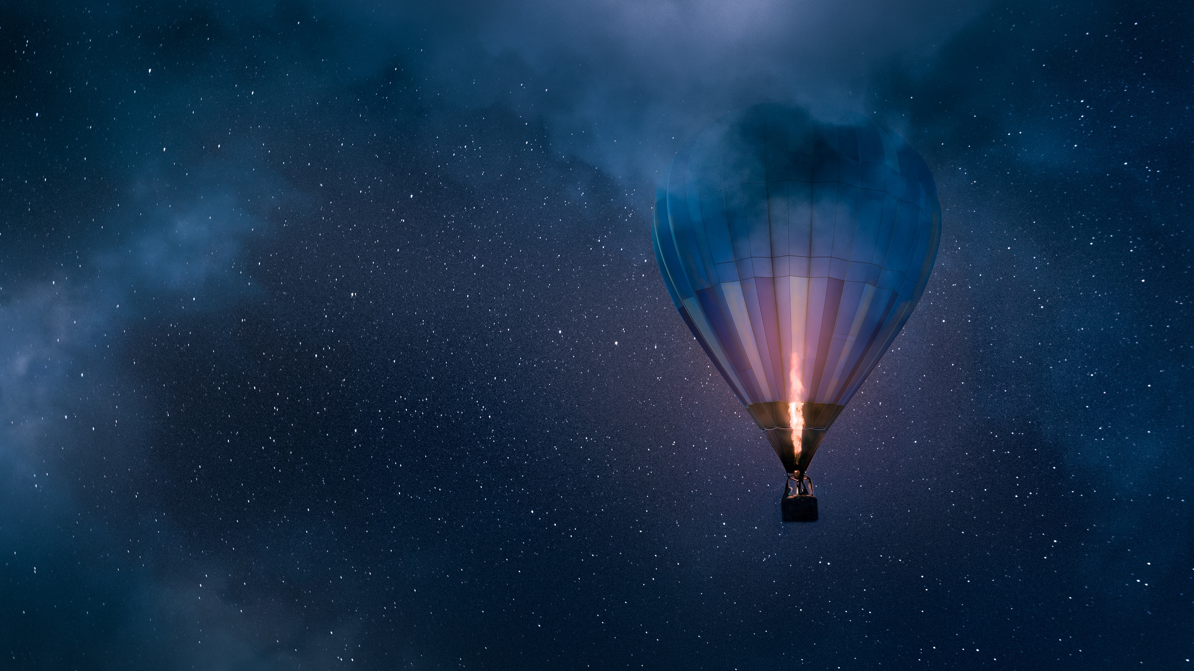 Hot Air Balloon, Night Sky, Stars, Travel Wallpaper in 4K resolution (3840x2160) Hot Air Balloon, Night Sky, Stars, Travel 4K Wallpaper Background (3840x2160)