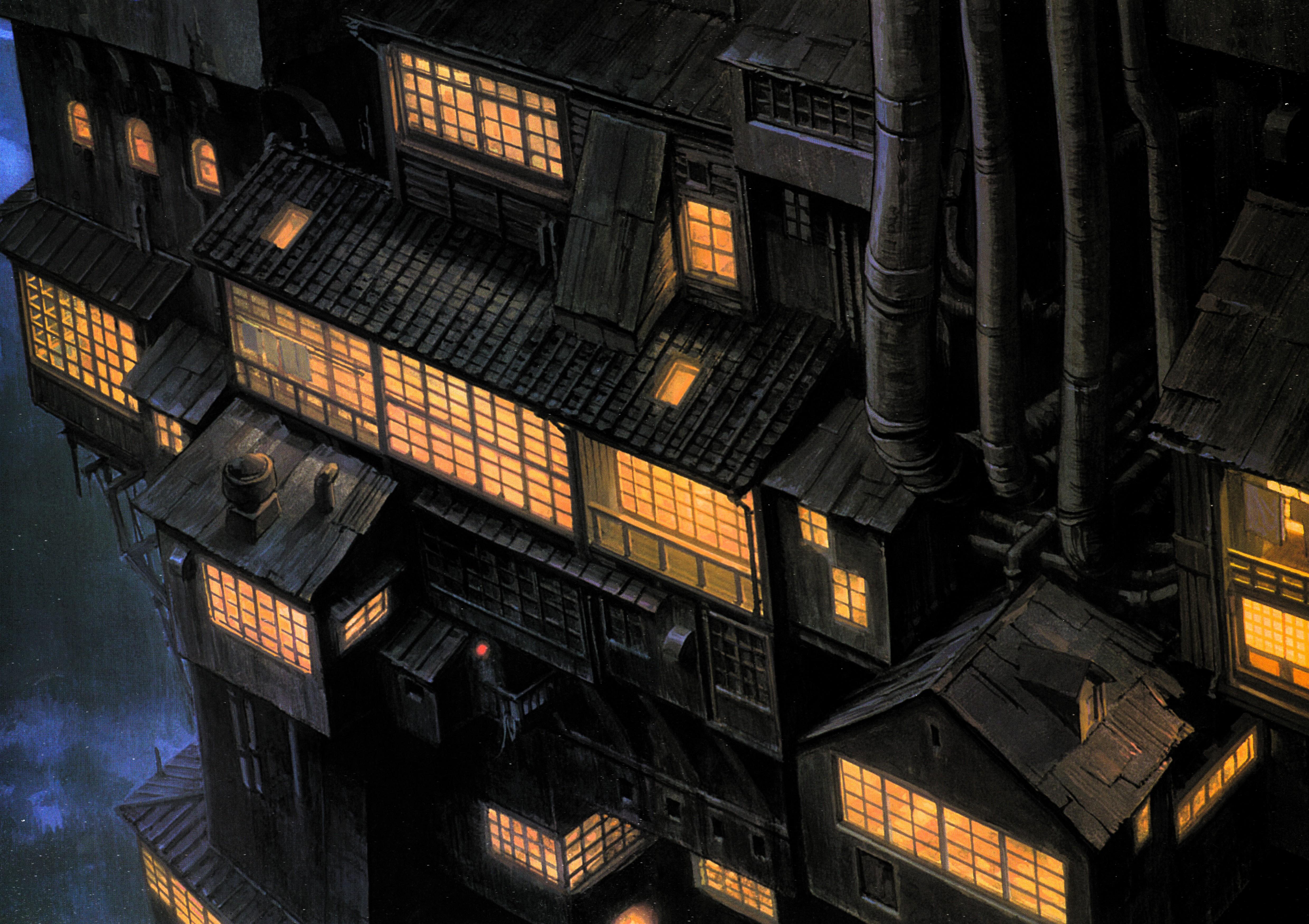 Howl's Moving Castle Close Up - 4K Background Howl's Moving Castle Close Up - Anime Concept Art 4K Wallpaper (4957x3500)