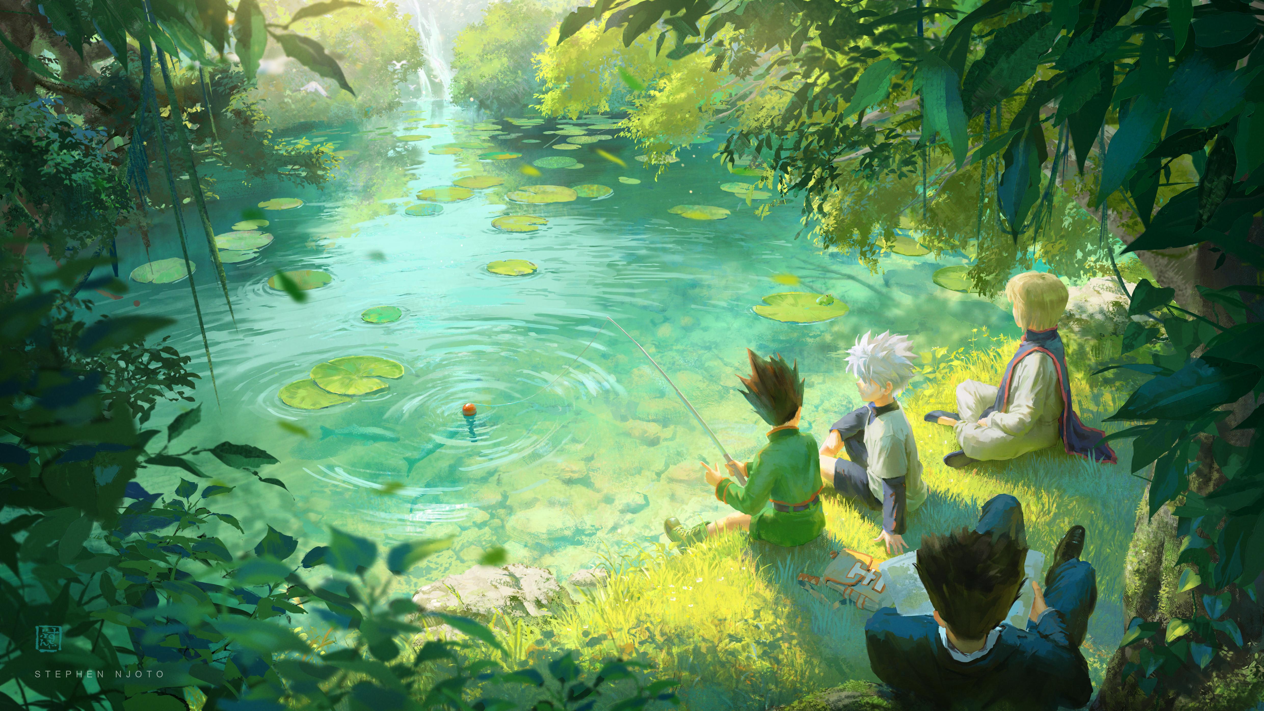 Hunter X Hunter Fishing Trip - 4K Background Hunter X Hunter Fishing Trip - Digital Painting 4K Wallpaper (4961x2790)
