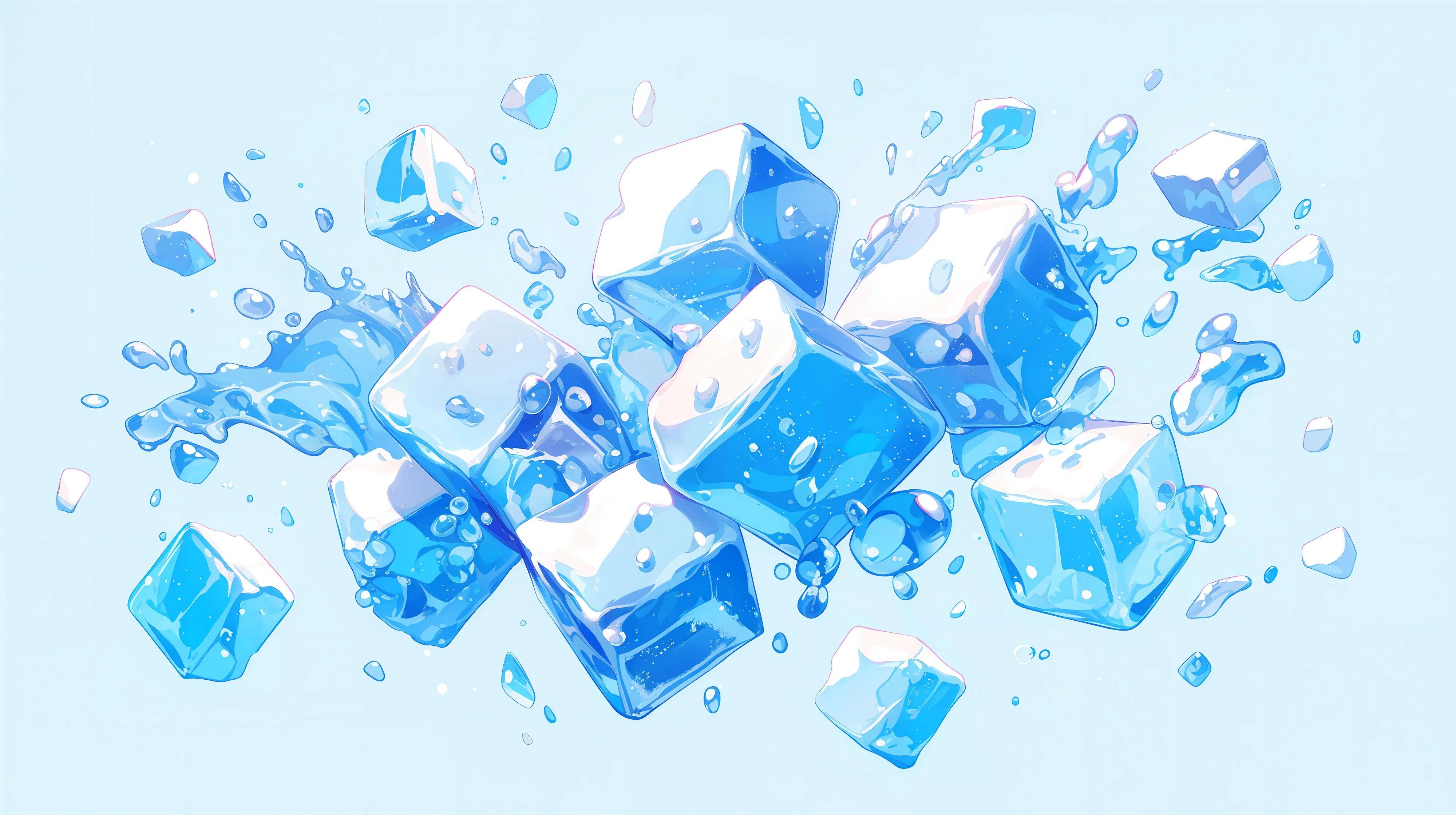 Ice Cubes, Water, Splash, Blue Wallpaper in 4K resolution (4000x2240) Ice Cubes, Water, Splash, Blue 4K Wallpaper Background (4000x2240)