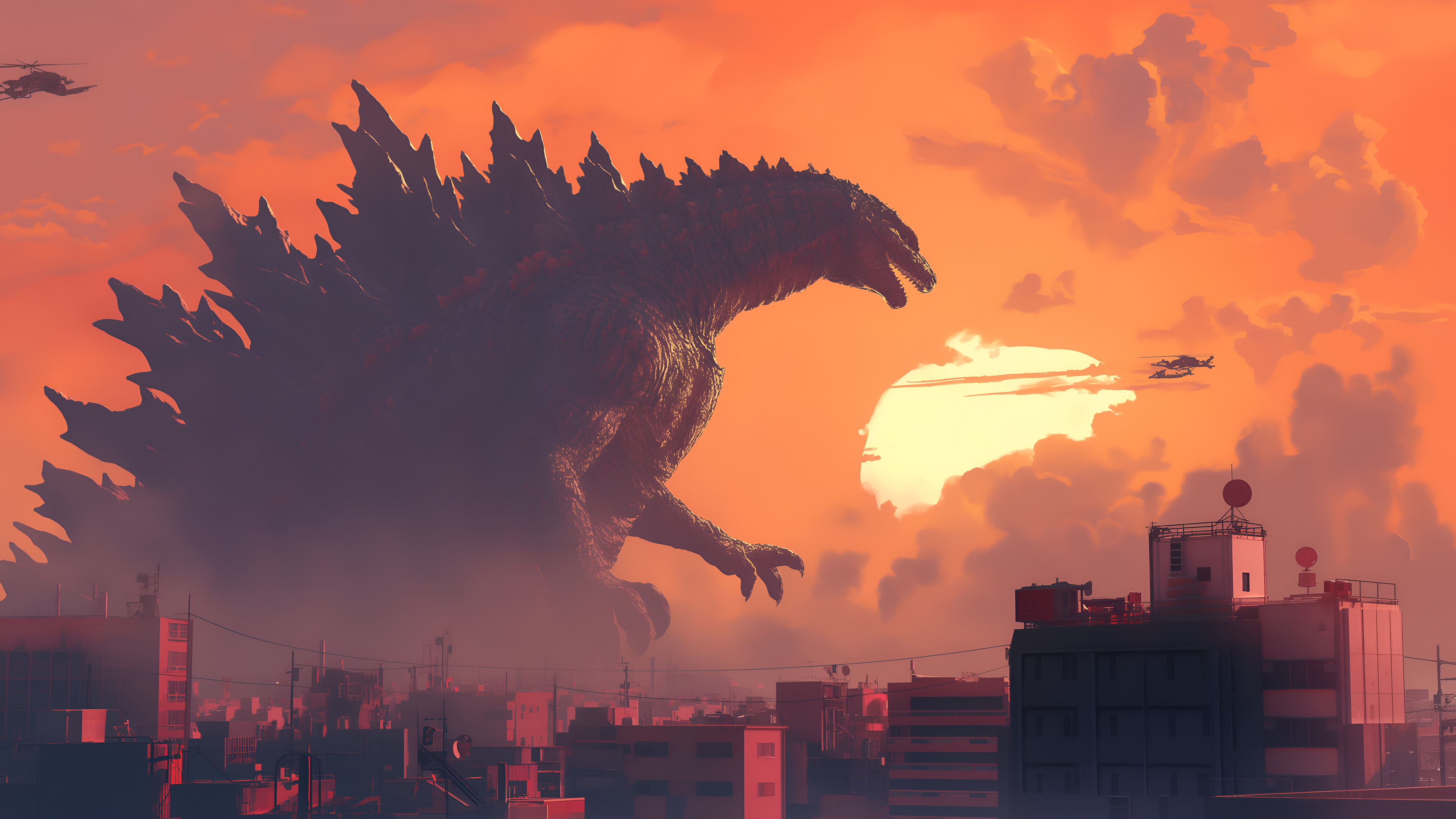 Kaiju, Godzilla, Monster, Cityscape Wallpaper in 4K resolution (3840x2160) Kaiju, Godzilla, Monster, Cityscape 4K Wallpaper Background (3840x2160)