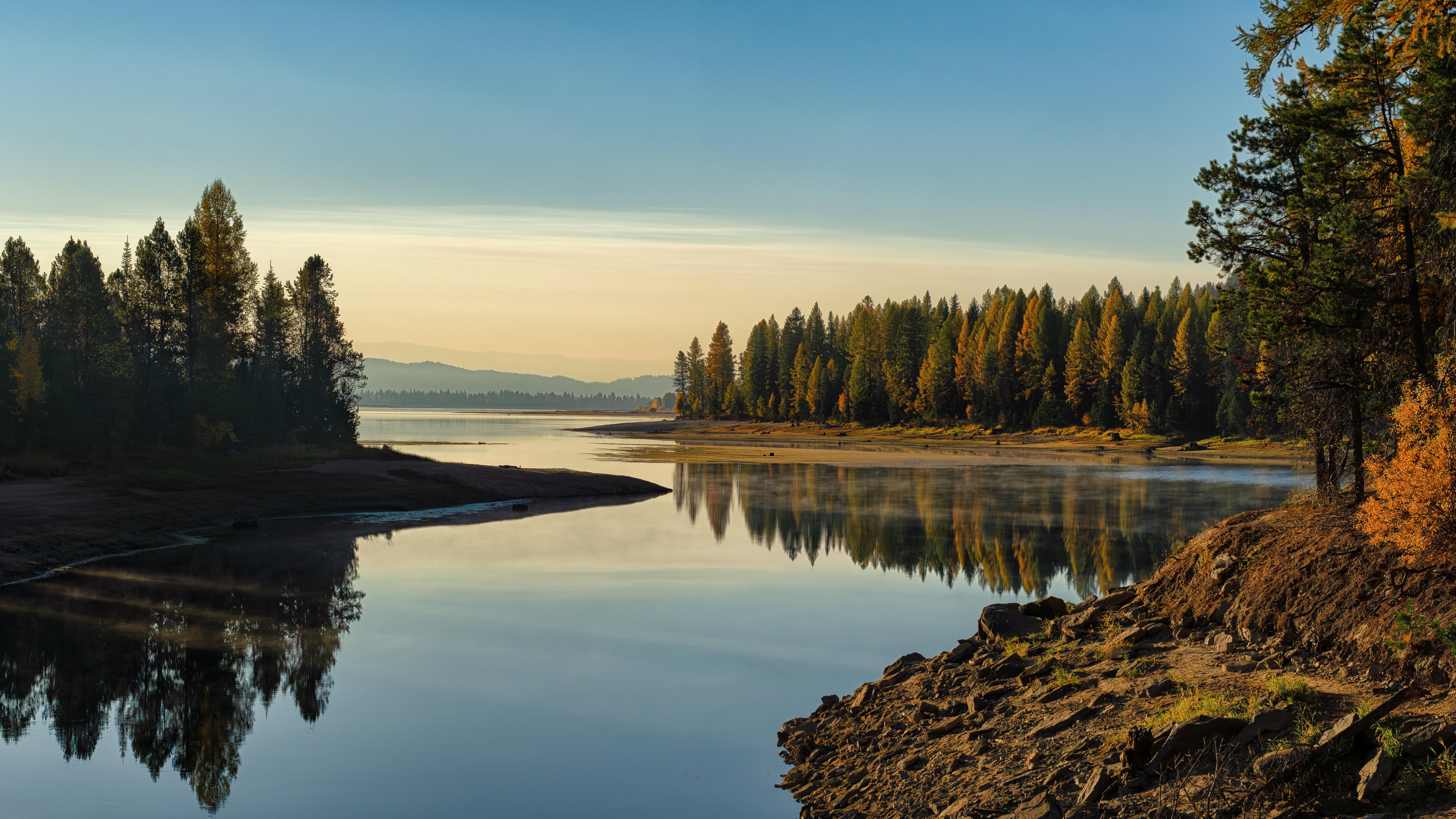Lake, Autumn, Reflection, Tranquil Wallpaper in 5K resolution (5120x2880) Lake, Autumn, Reflection, Tranquil 5K Wallpaper Background (5120x2880)