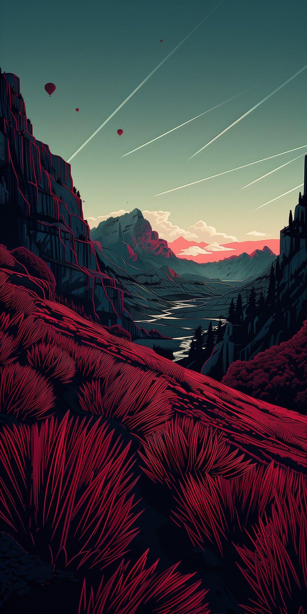 Landscape Illustration, Mountain View, Artistic Rendering, Digital Art iPhone Wallpaper in resolution (1024x2048) Landscape Illustration, Mountain View, Artistic Rendering, Digital Art iPhone Wallpaper Background (1024x2048)