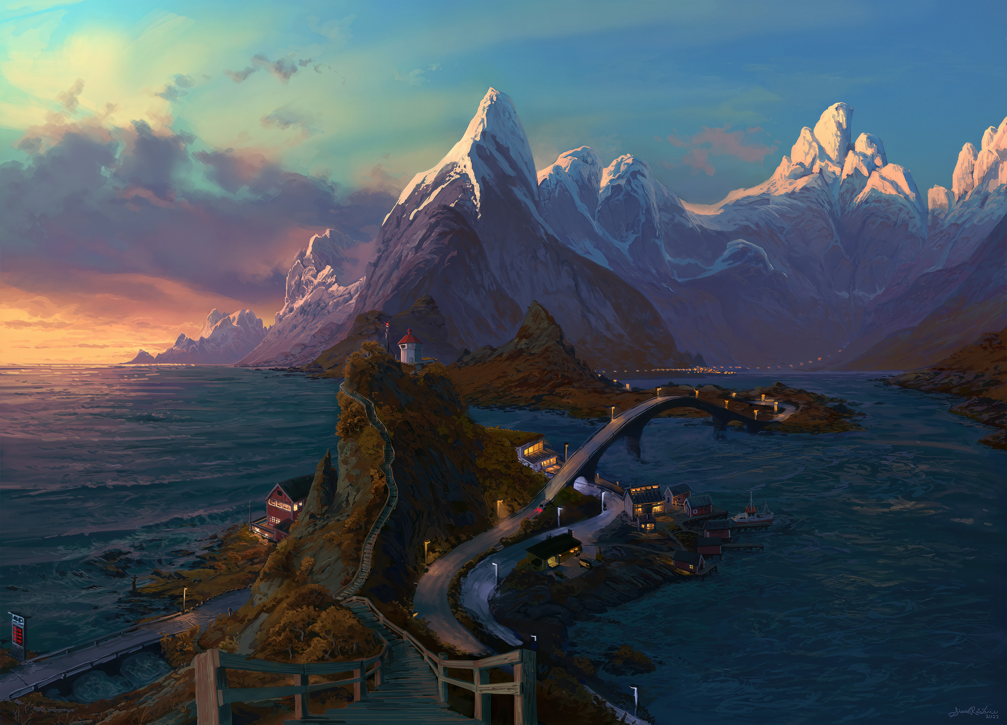 Lofoten Islands, Norway, Mountain, Landscape Wallpaper in 4K resolution (3840x2765) Lofoten Islands, Norway, Mountain, Landscape 4K Wallpaper Background (3840x2765)