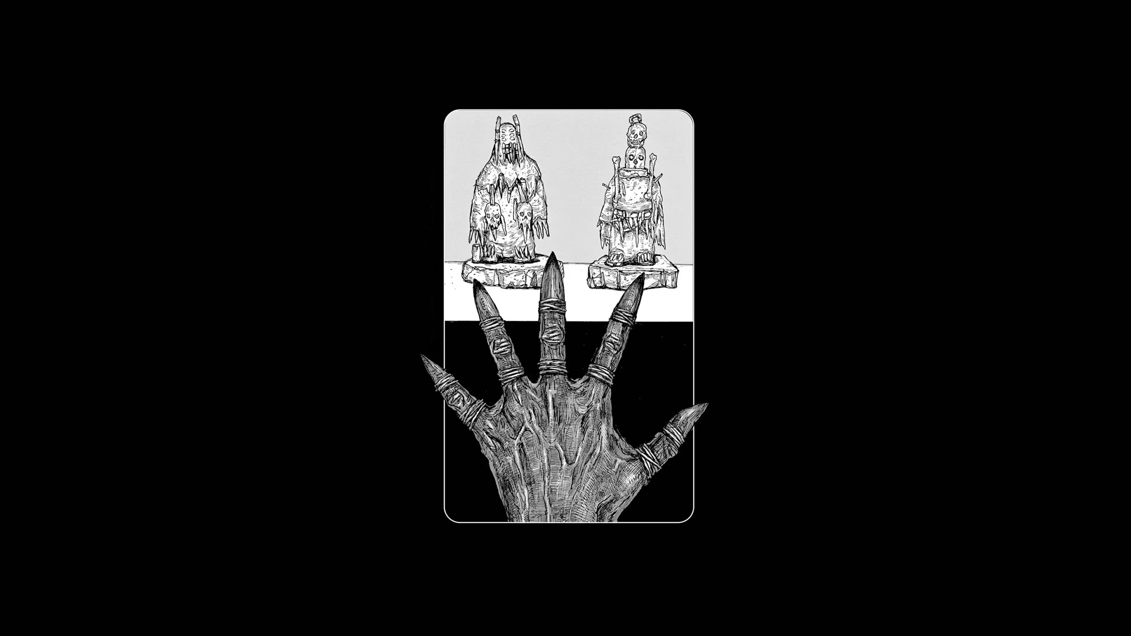 Monstrous Hand Reaching For Totems - 4K Background Monstrous Hand Reaching For Totems - Dark Fantasy Art 4K Wallpaper (3840x2160)