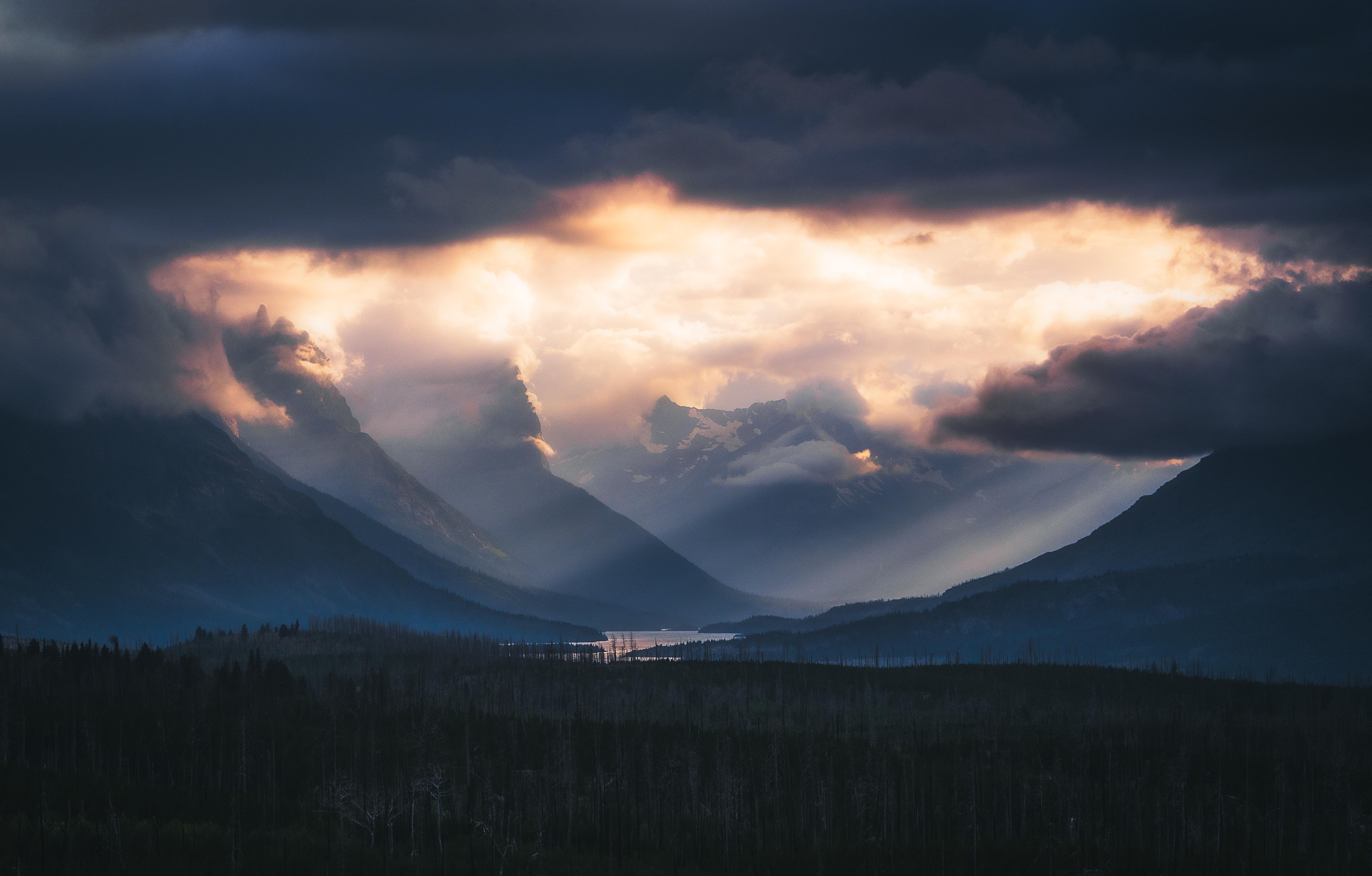 Mountain Landscape, Dramatic Sky, Crepuscular Rays, Nature Scenery Wallpaper in 5K resolution (5500x3512) Mountain Landscape, Dramatic Sky, Crepuscular Rays, Nature Scenery 5K Wallpaper Background (5500x3512)