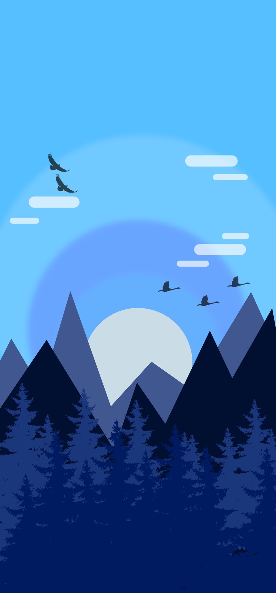 Mountain Landscape, Minimalist Art, Nature Illustration, Blue Tones iPhone Wallpaper in resolution (956x2048) Mountain Landscape, Minimalist Art, Nature Illustration, Blue Tones iPhone Wallpaper Background (956x2048)