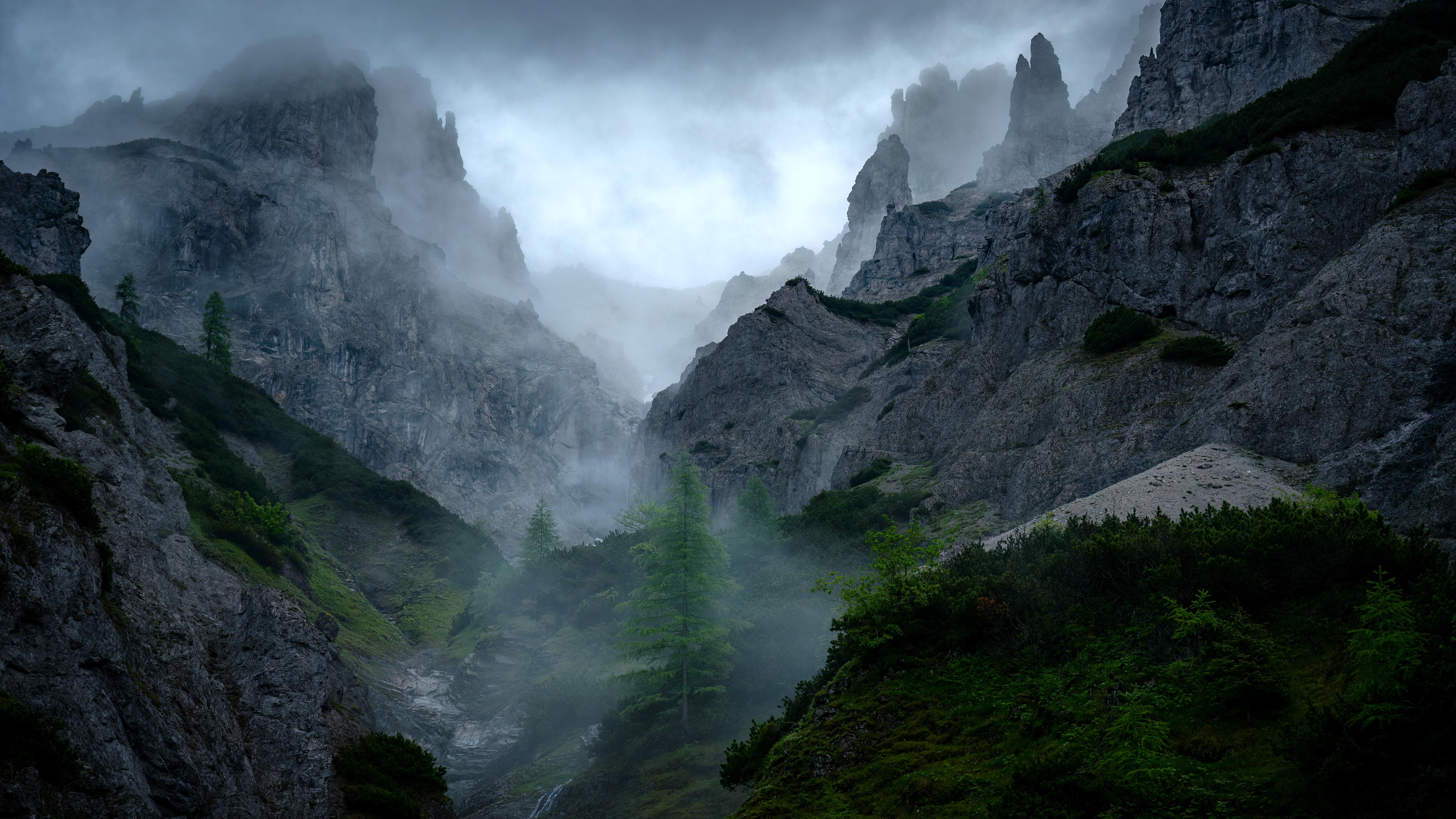Mountain Landscape, Misty Mountains, Nature Photography, Rocky Peaks Wallpaper in 4K resolution (5000x2813) Mountain Landscape, Misty Mountains, Nature Photography, Rocky Peaks 4K Wallpaper Background (5000x2813)