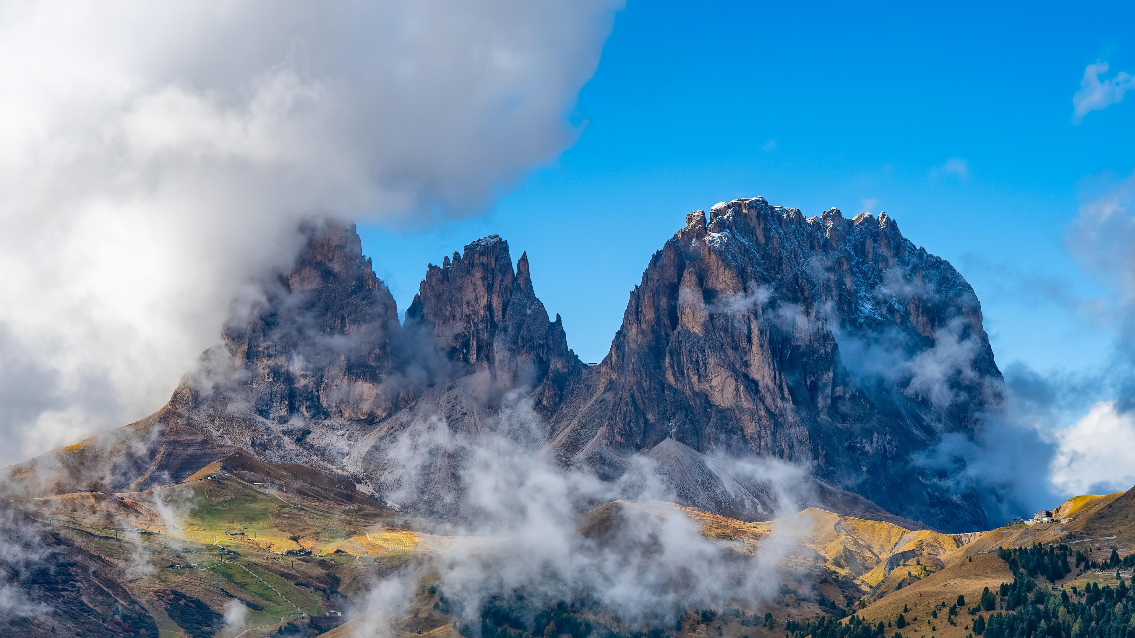 Mountain Range, Dolomites, Alpine Landscape, Cloudscape Wallpaper in 4K resolution (3840x2160) Mountain Range, Dolomites, Alpine Landscape, Cloudscape 4K Wallpaper Background (3840x2160)