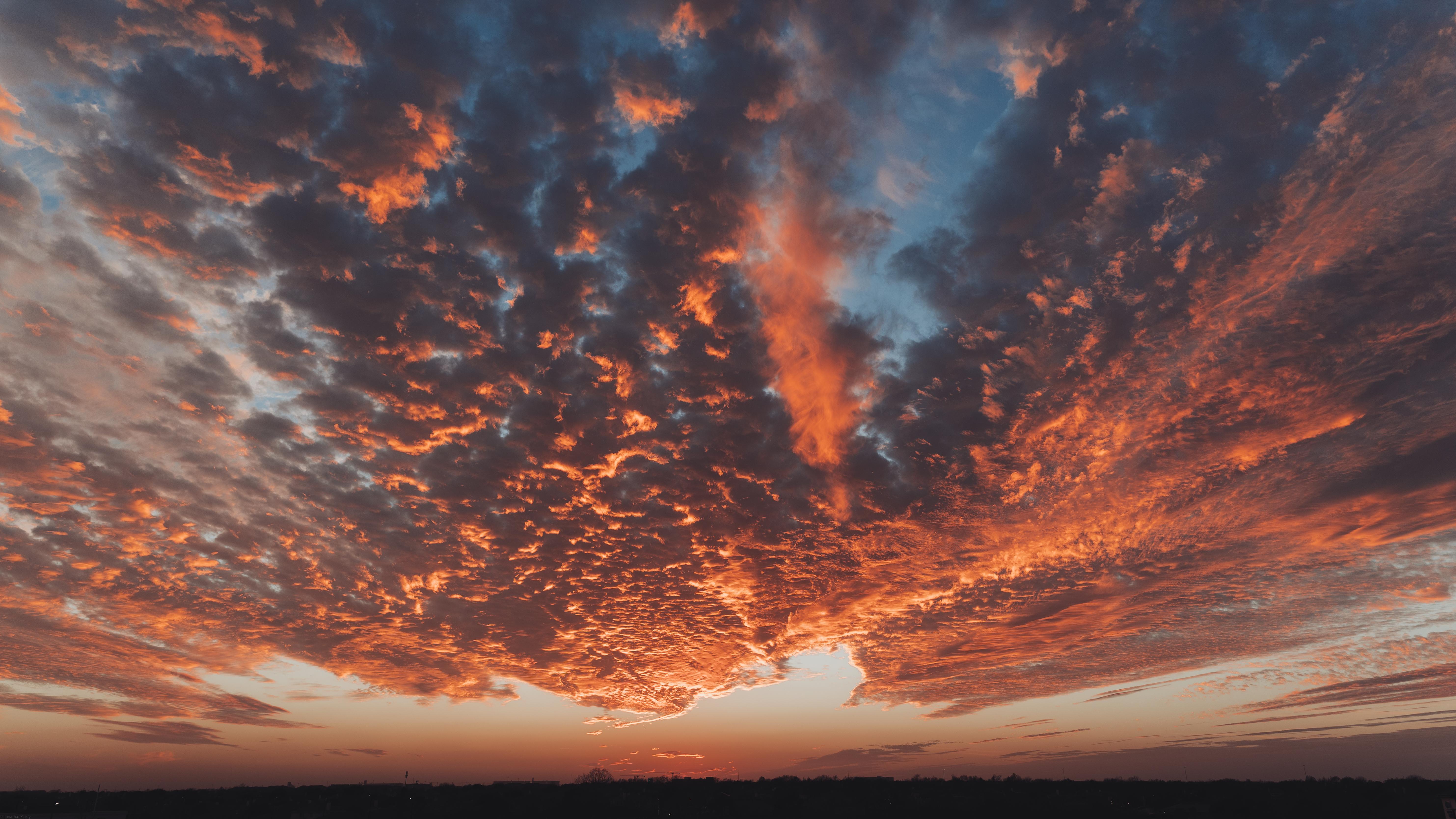 Orange Sunset Clouds Over Horizon - 5K Background Orange Sunset Clouds Over Horizon - Nature Photography 5K Wallpaper (5931x3336)