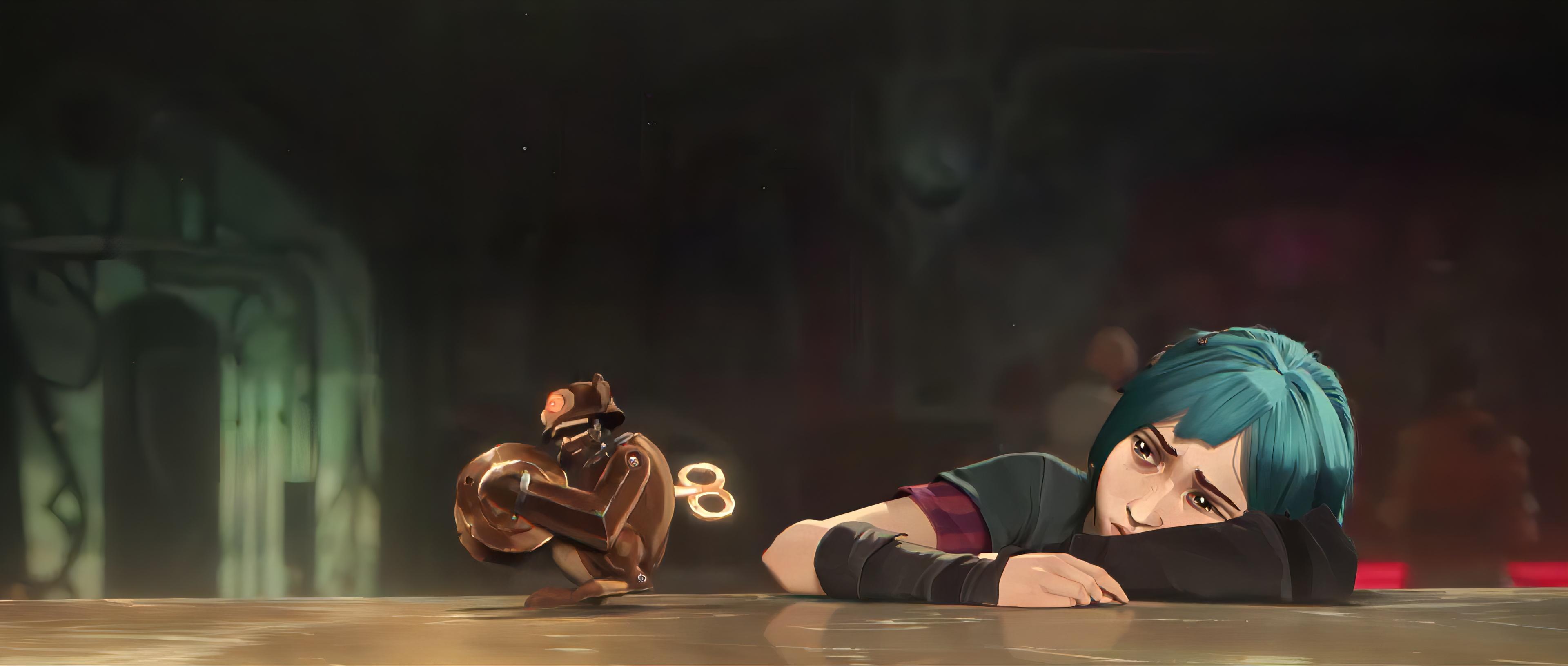 Powder And The Wind-Up Monkey - 2K Background Powder And The Wind-Up Monkey - Animated Drama Scene 2K Wallpaper (3840x1632)