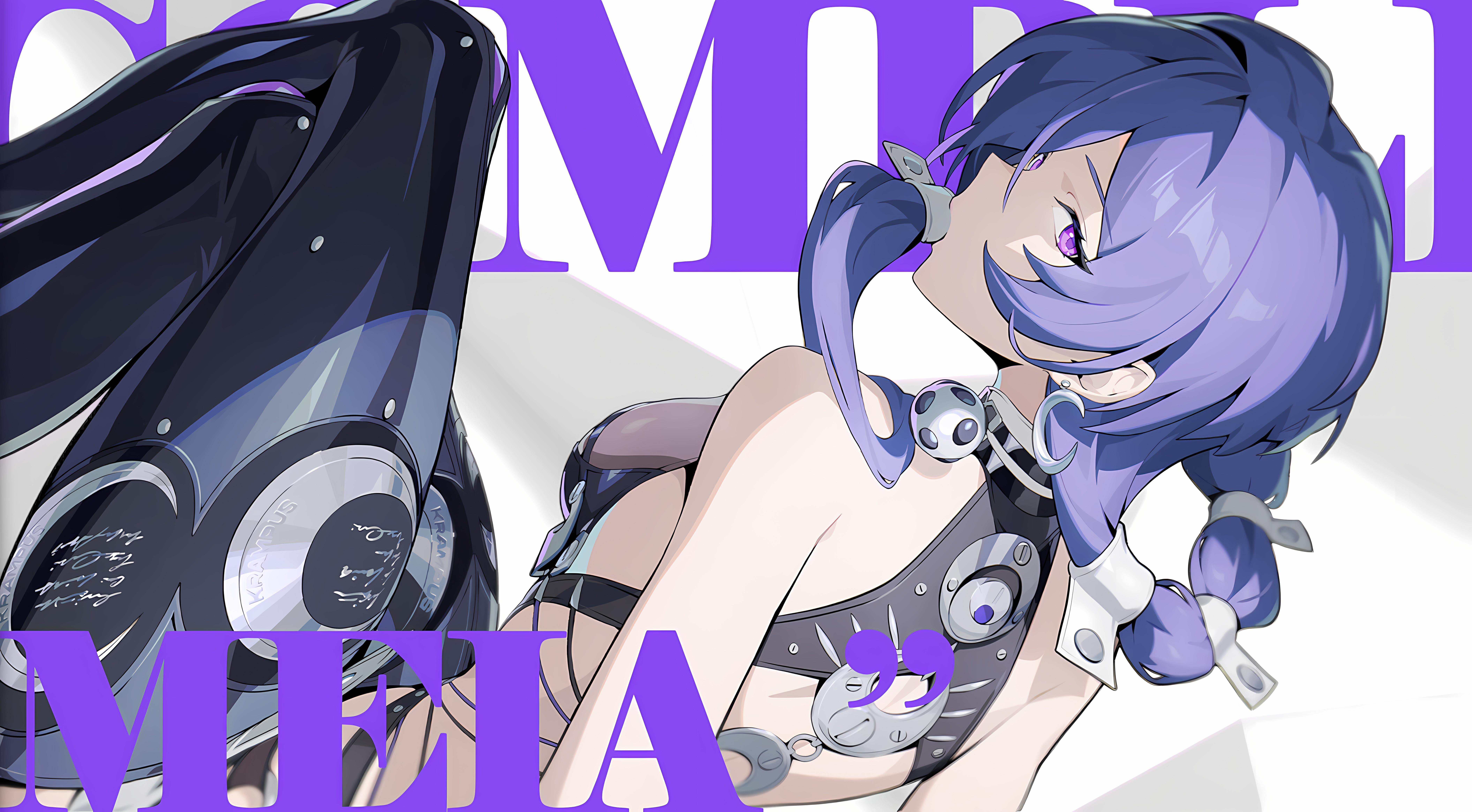 Purple Haired Anime Girl - 8K Background Purple Haired Anime Girl - Digital Anime Art 8K Wallpaper (8440x4656)