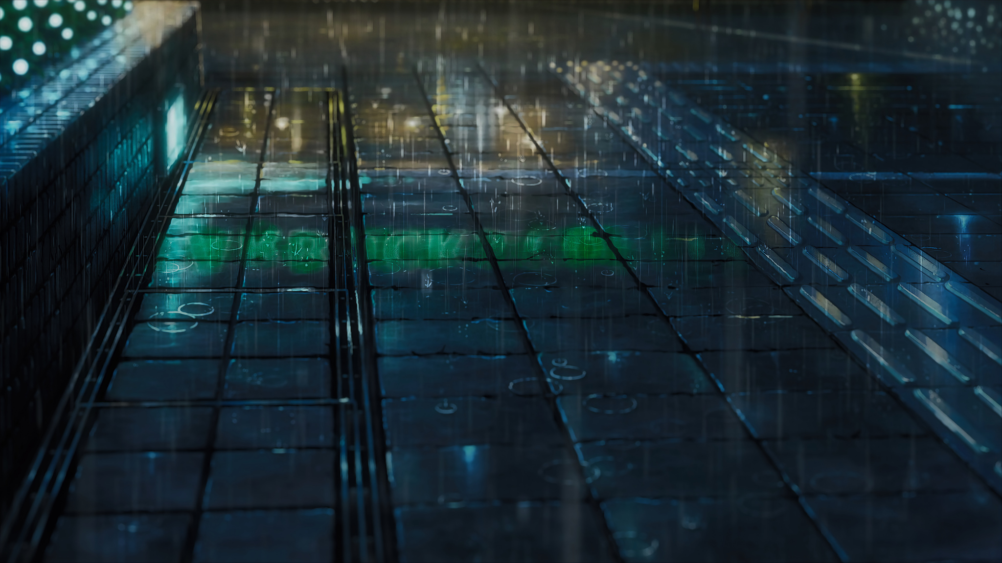 Rainy Night, City Street, Cyberpunk, Neon Lights Wallpaper in Full HD resolution (2048x1152) Rainy Night, City Street, Cyberpunk, Neon Lights Full HD Wallpaper Background (2048x1152)