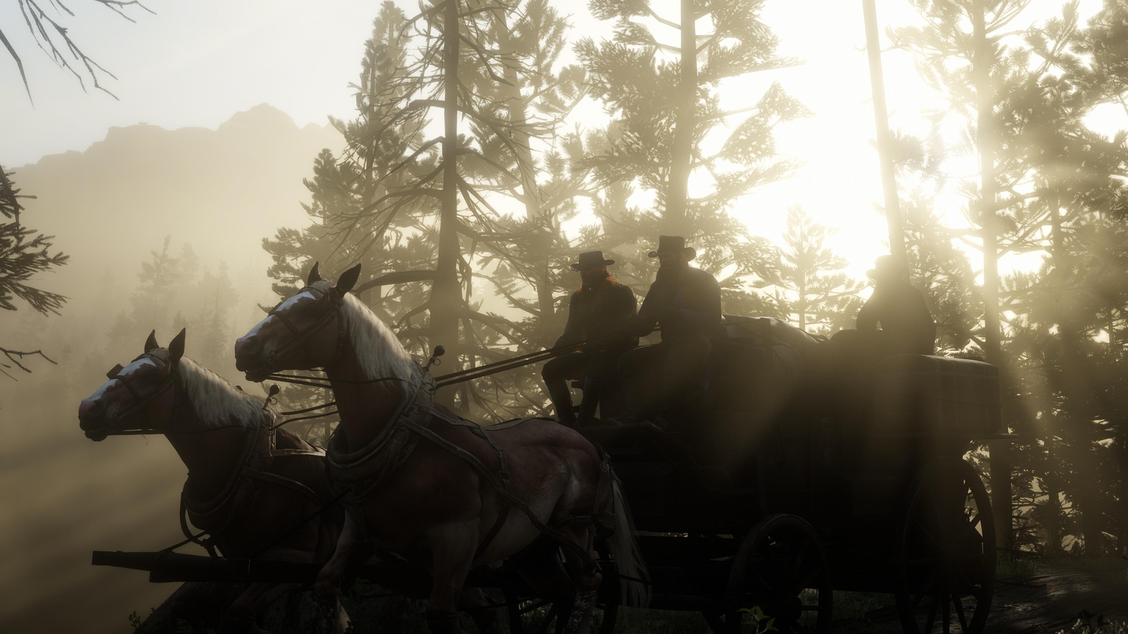 Red Dead Redemption 2, Horse-Drawn Carriage, Western, Game Art Wallpaper in 4K resolution (3840x2160) Red Dead Redemption 2, Horse-Drawn Carriage, Western, Game Art 4K Wallpaper Background (3840x2160)