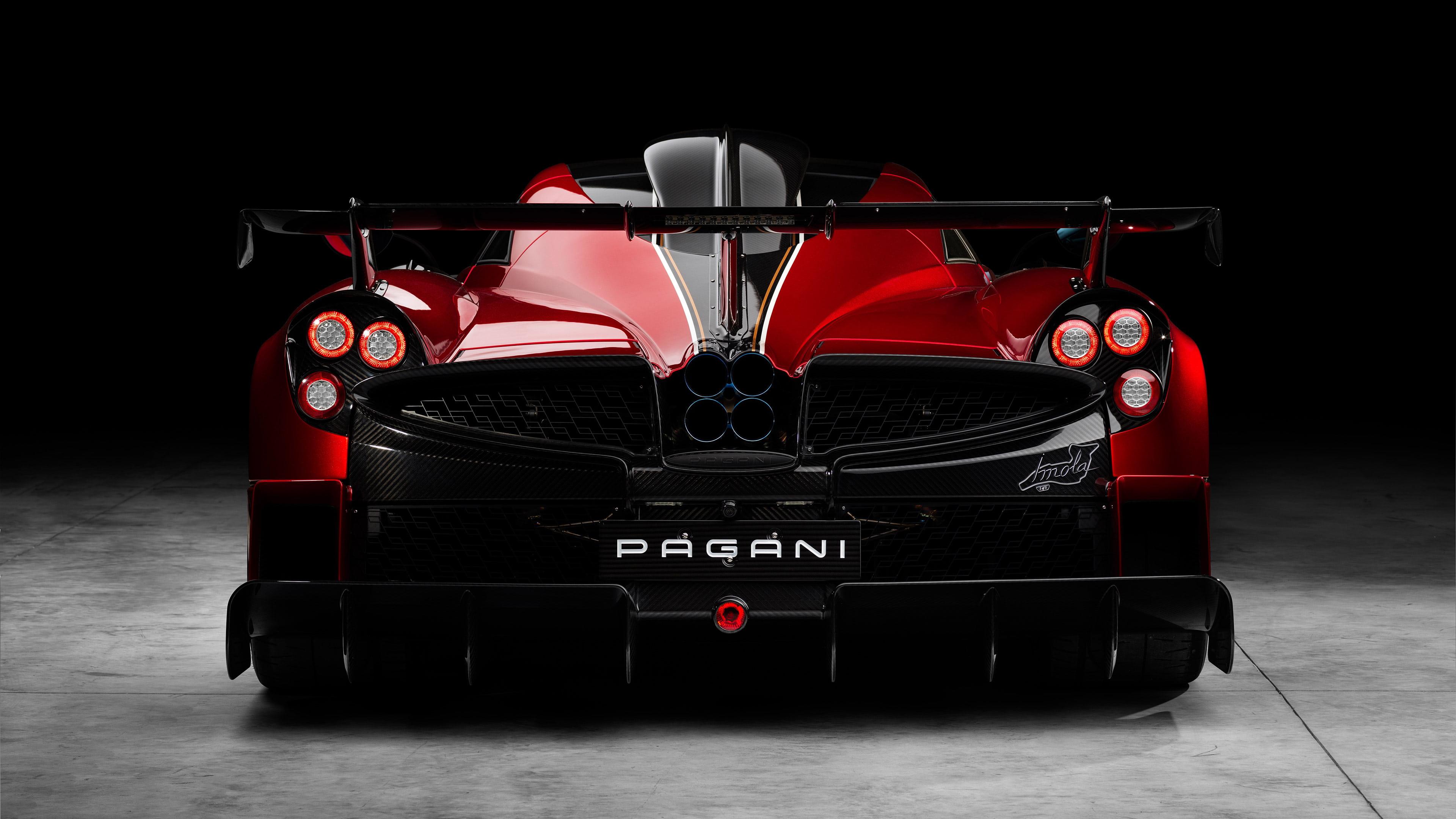 Red Pagani Imola Rear View - 4K Background Red Pagani Imola Rear View - Automotive Photography 4K Wallpaper (3840x2160)