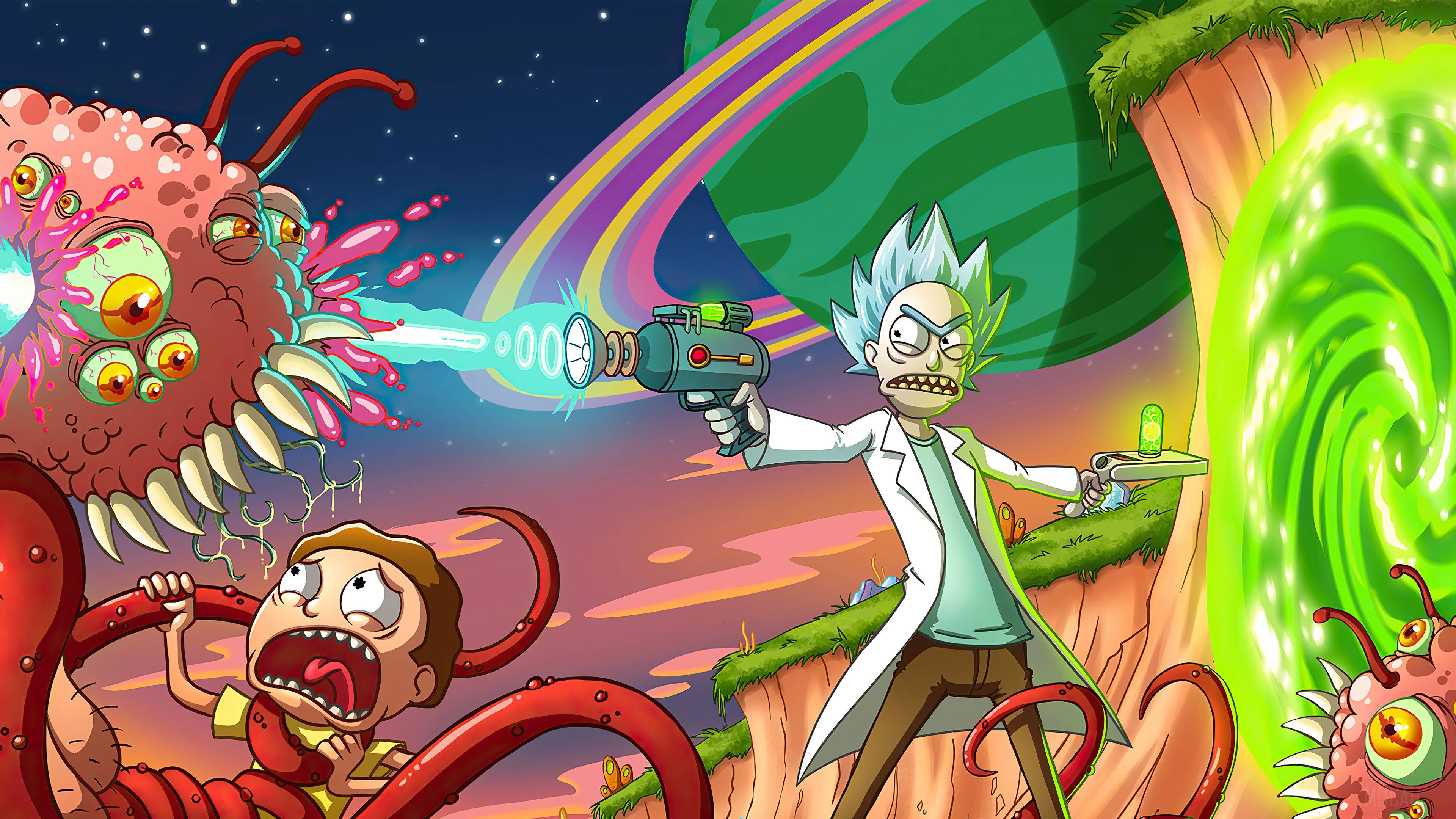 Rick and Morty, Portal, Monster, Cartoon 4K Wallpaper Rick and Morty, Portal, Monster, Cartoon 4K Wallpaper Background
