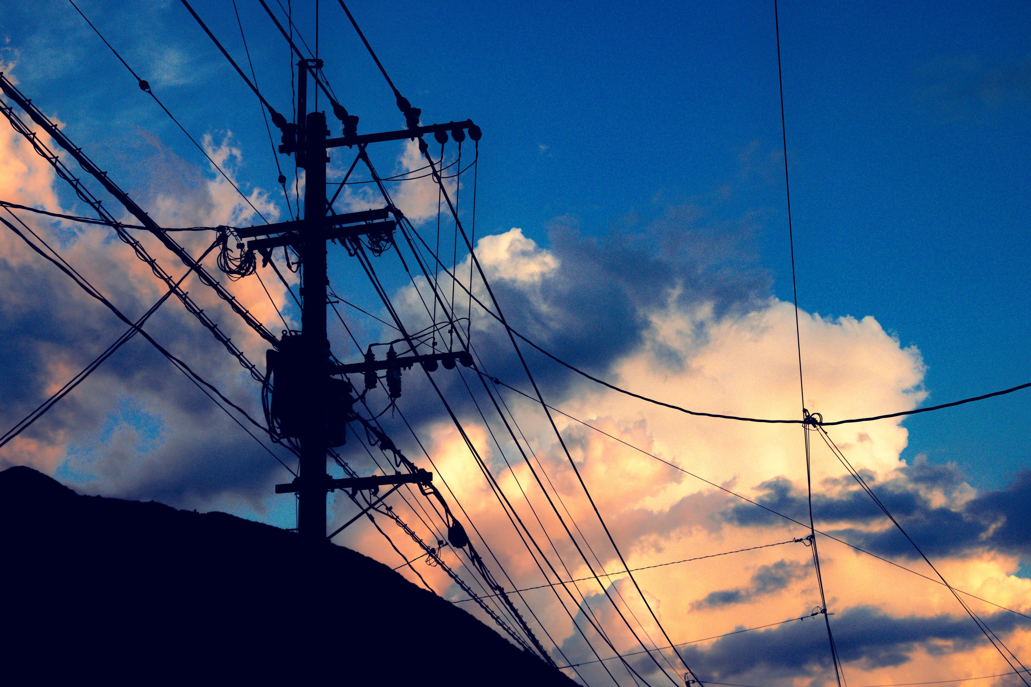 Silhouette of Power Lines - 4K Background Silhouette of Power Lines - Silhouette Photography 4K Wallpaper (4096x2730)