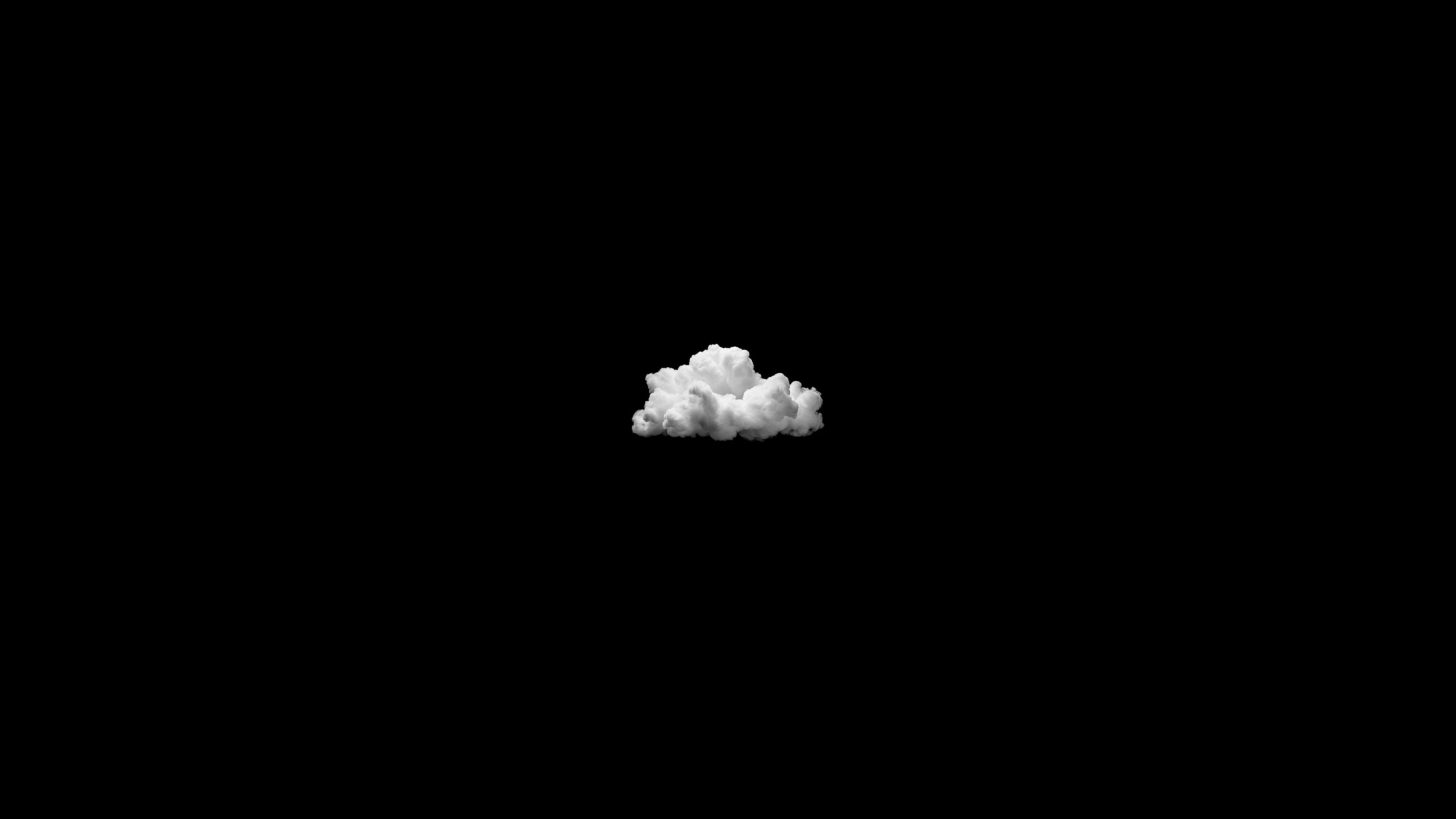 Single White Cloud On Black - 4K Background Single White Cloud On Black - Minimalist Digital Art 4K Wallpaper (3840x2160)